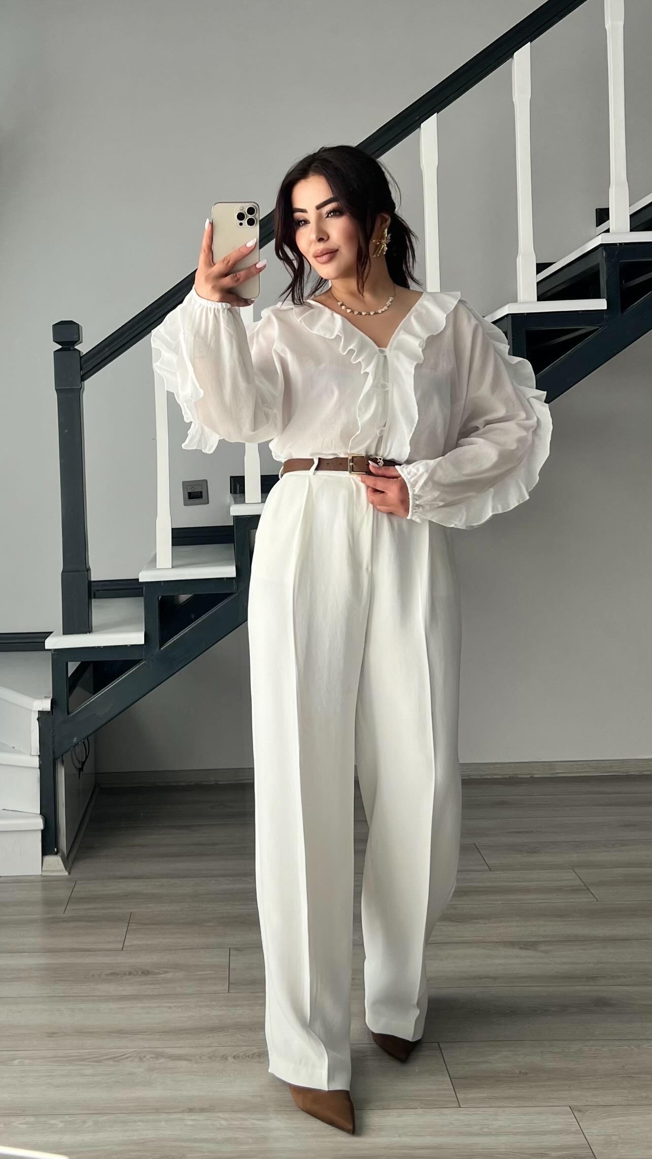 Original Brand White Ruffled Shirt