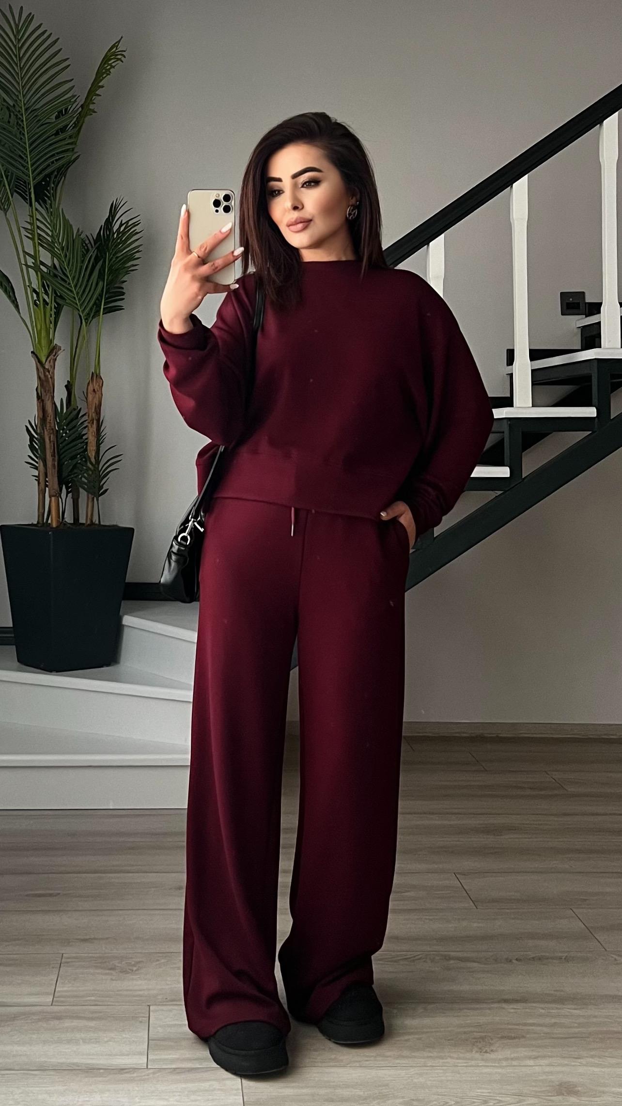 Orijinal Marka Bordo Sweat - Pantolon Takım