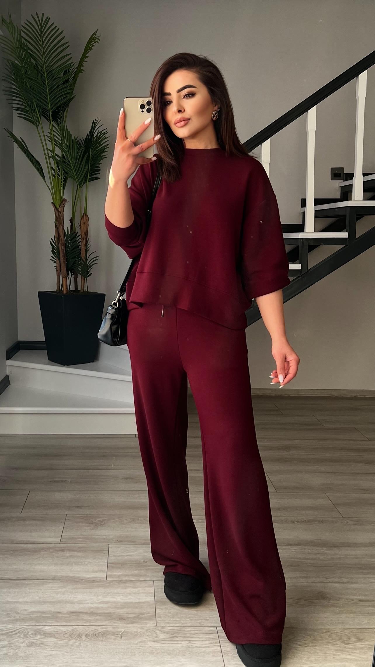 Orijinal Marka Bordo Sweat - Pantolon Takım