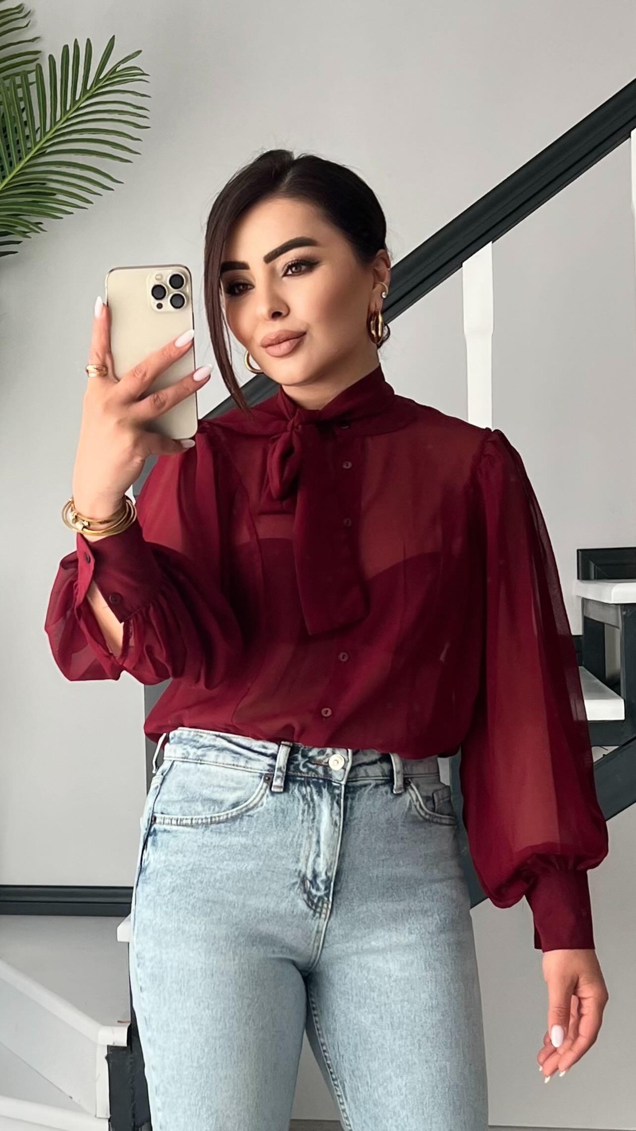 Original Brand Burgundy Tulle Shirt