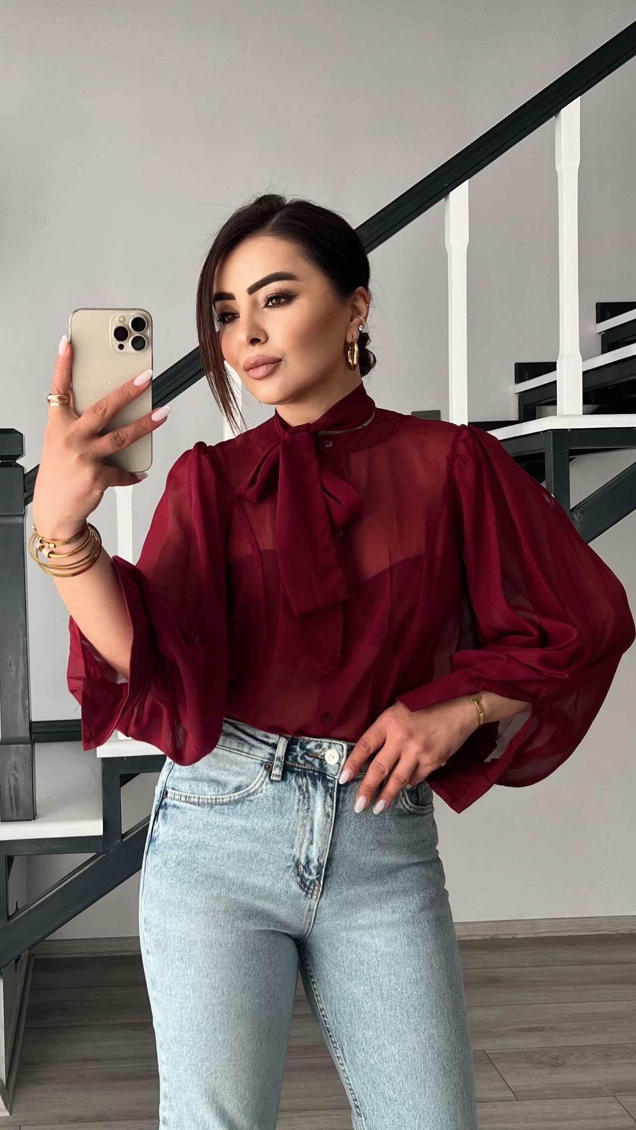 Original Brand Burgundy Tulle Shirt