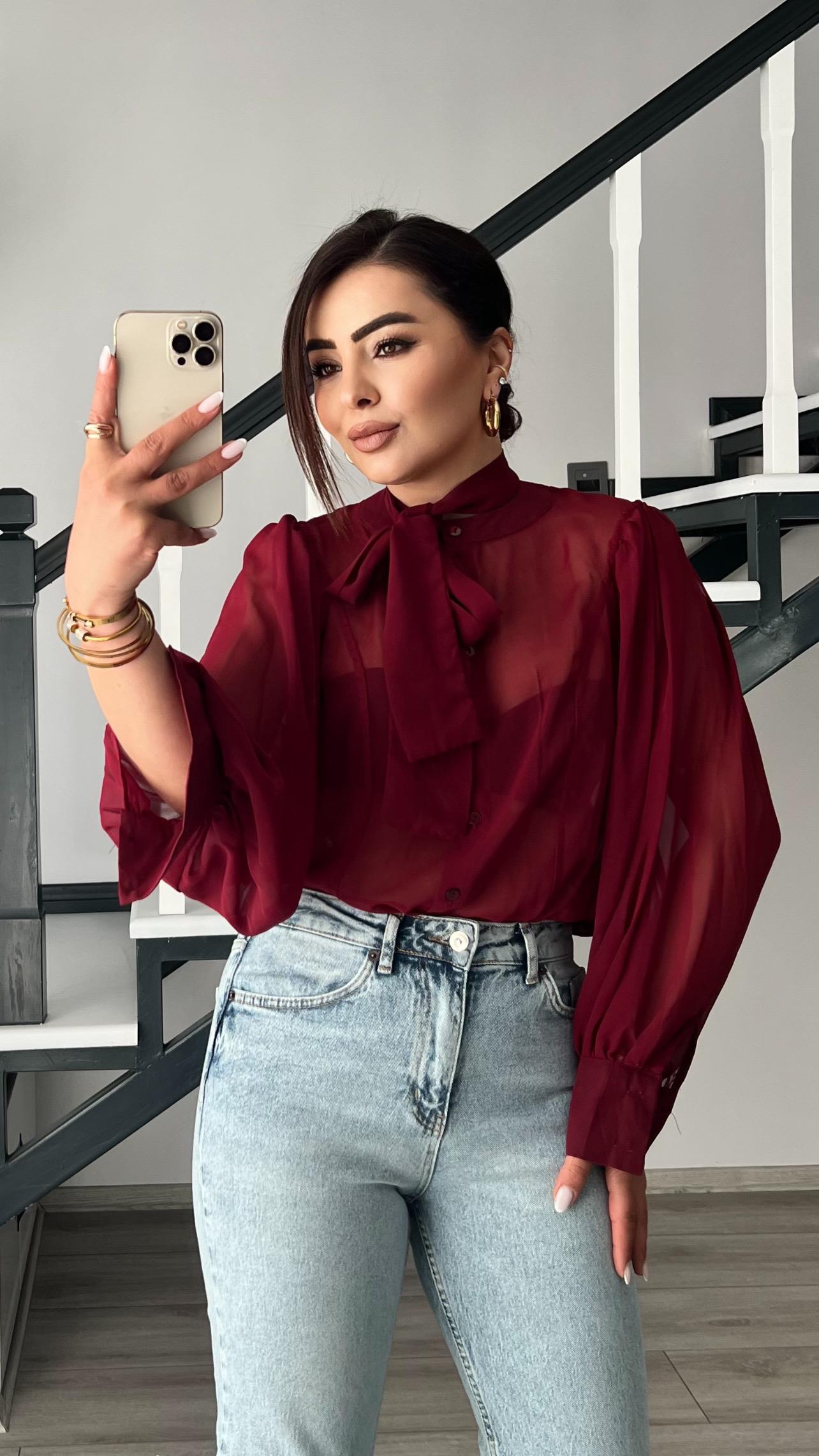 Original Brand Burgundy Tulle Shirt
