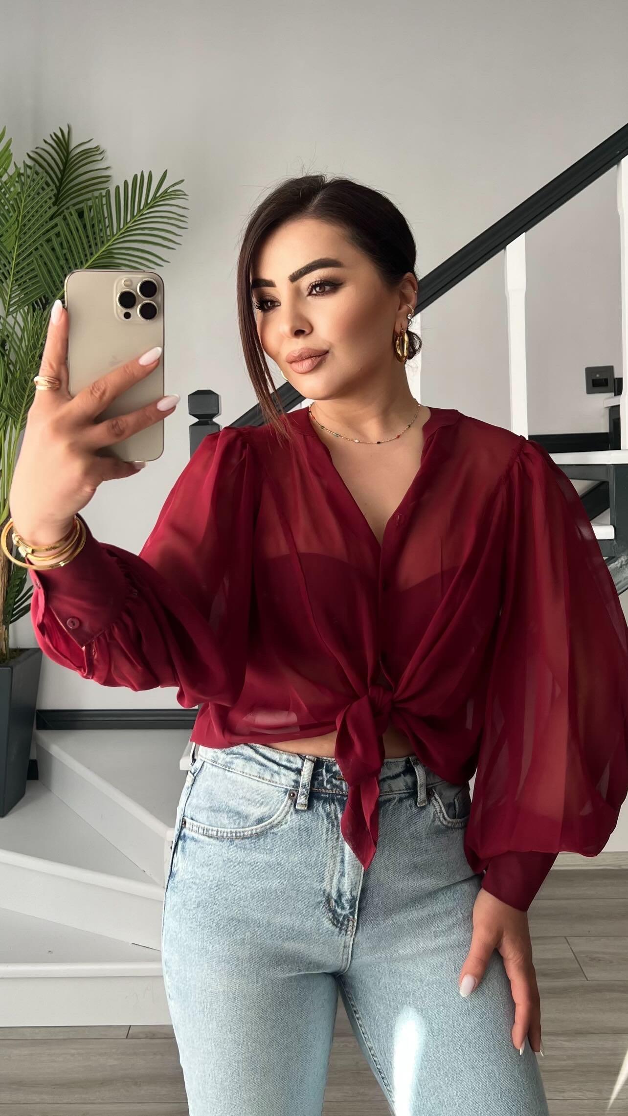 Original Brand Burgundy Tulle Shirt