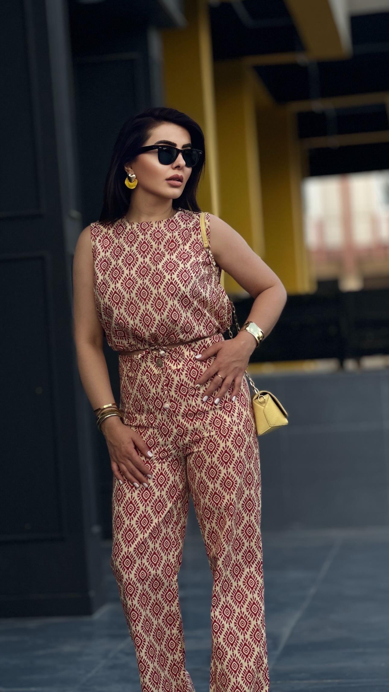 Original Brand Patterned Crop Tie-Up Set