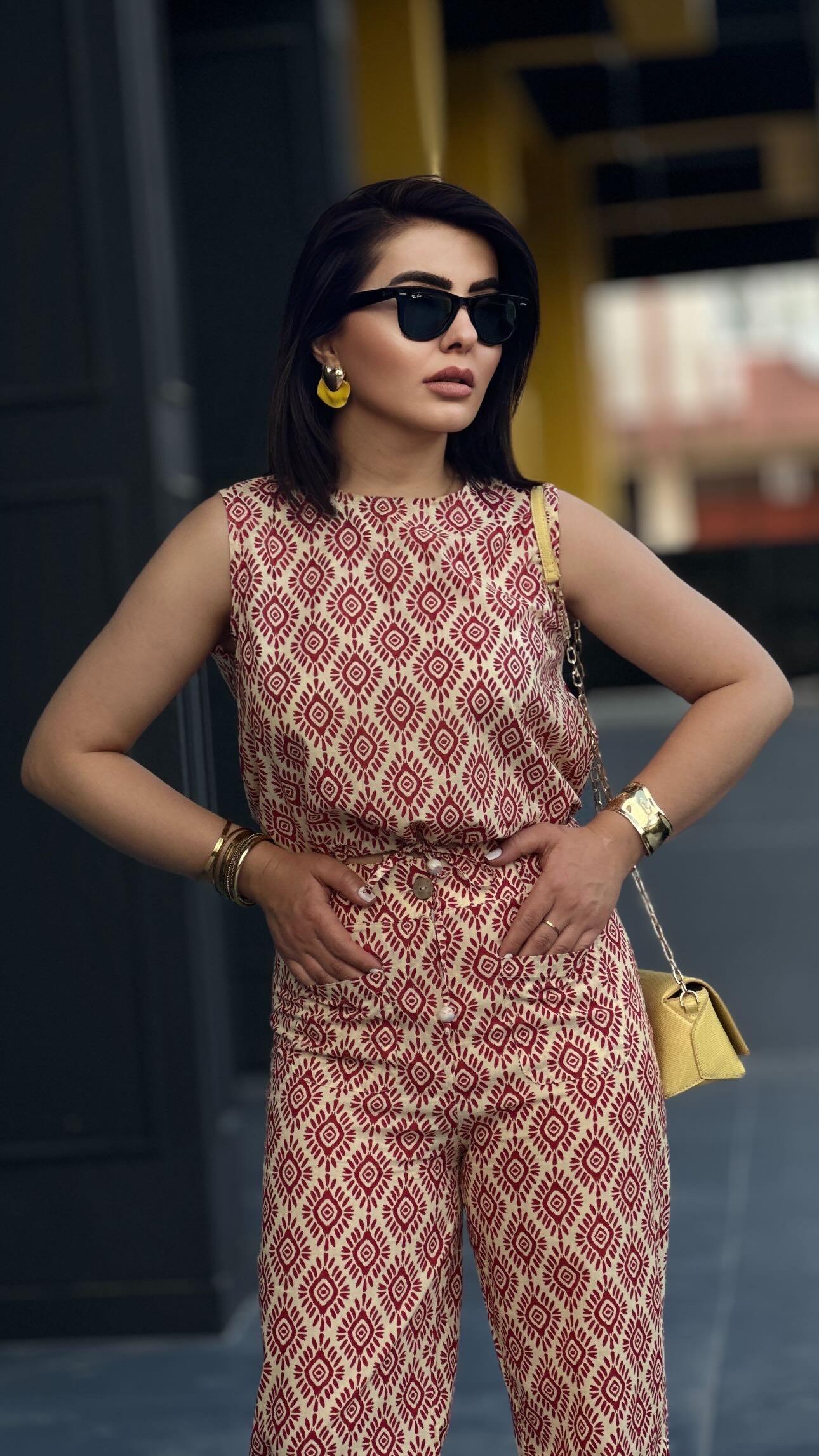 Original Brand Patterned Crop Tie-Up Set