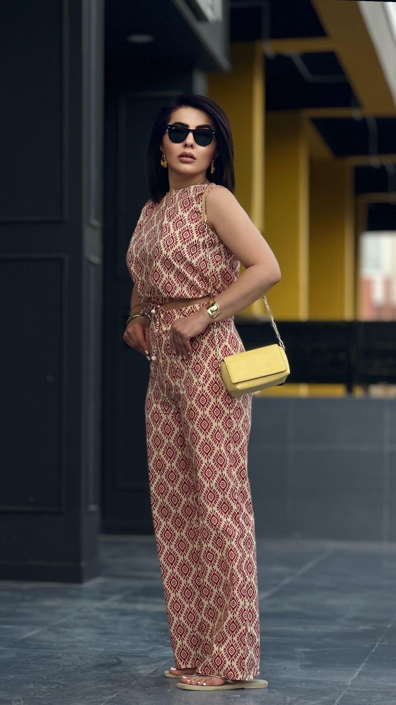 Original Brand Patterned Crop Tie-Up Set