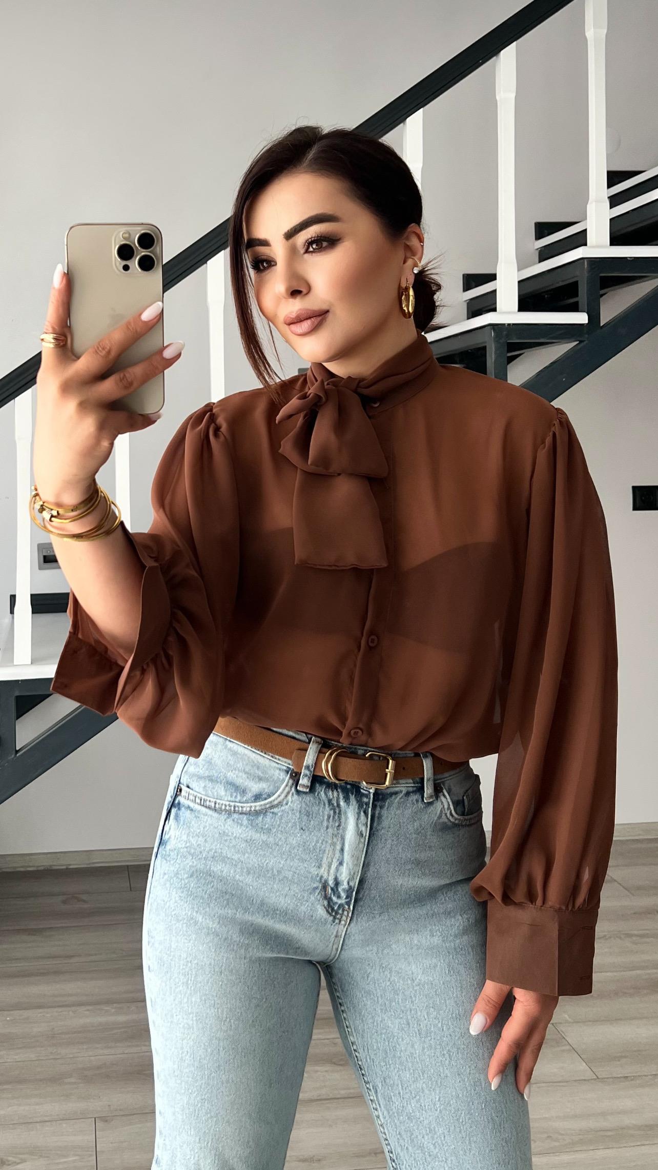 Original Brand Coffee Tulle Shirt