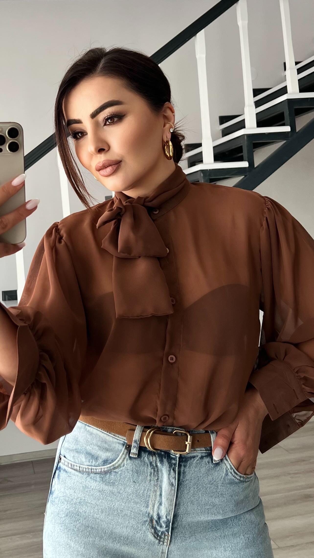 Original Brand Coffee Tulle Shirt