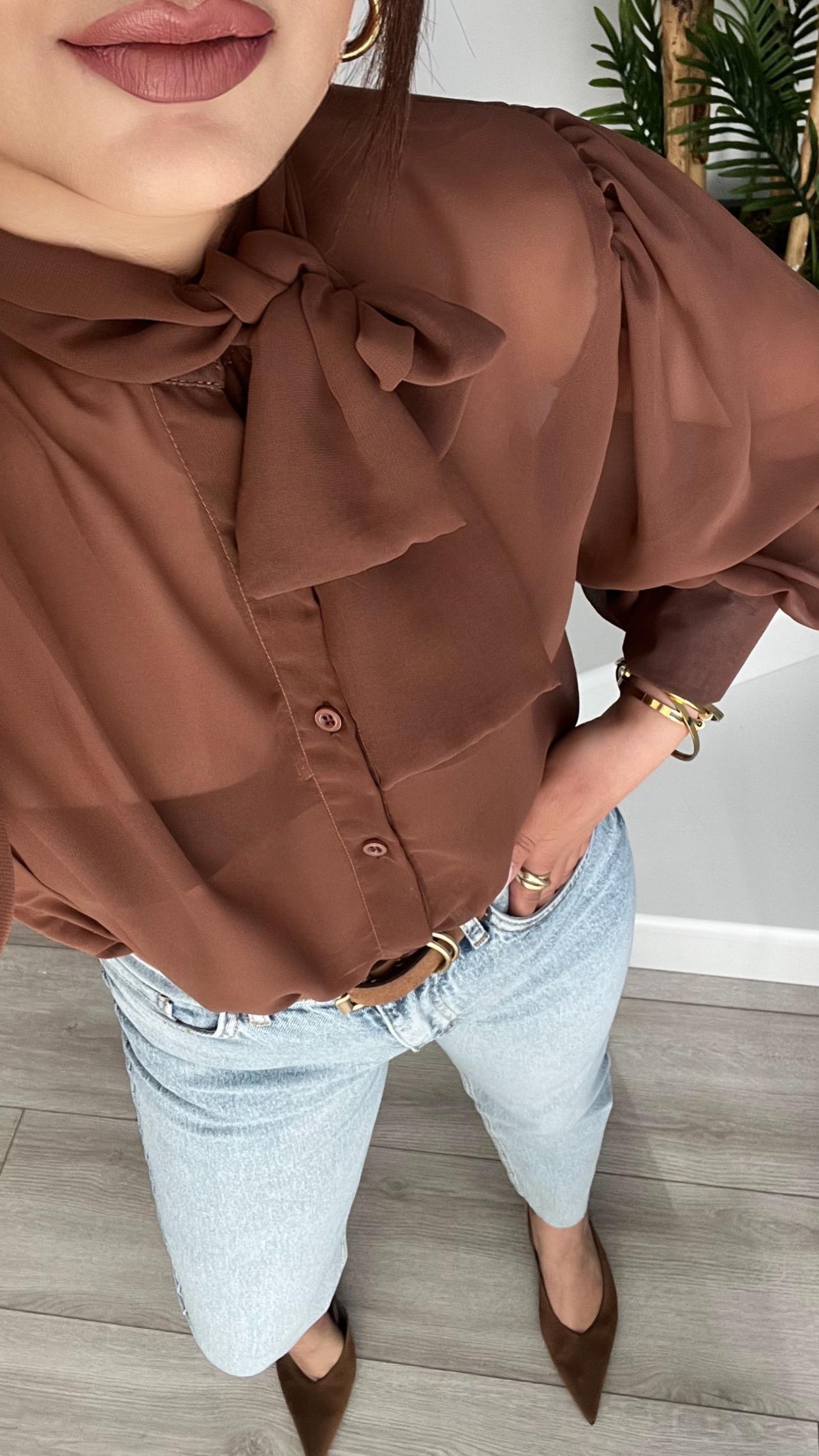 Original Brand Coffee Tulle Shirt