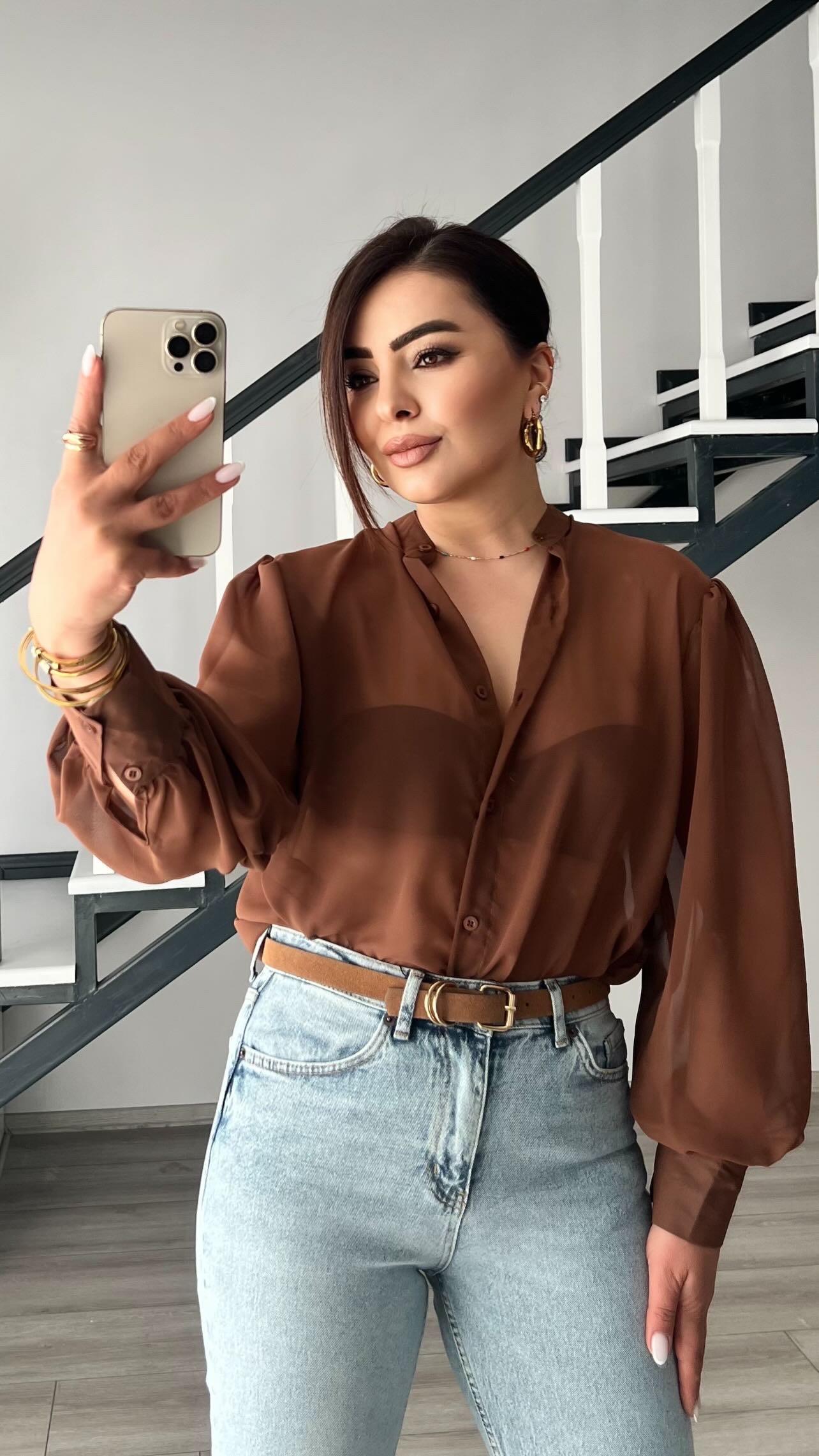 Original Brand Coffee Tulle Shirt