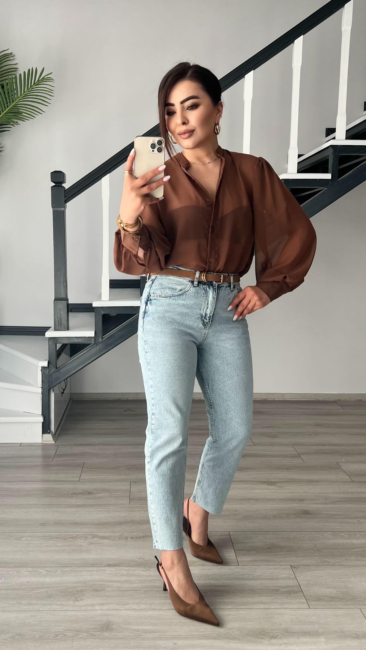 Original Brand Coffee Tulle Shirt