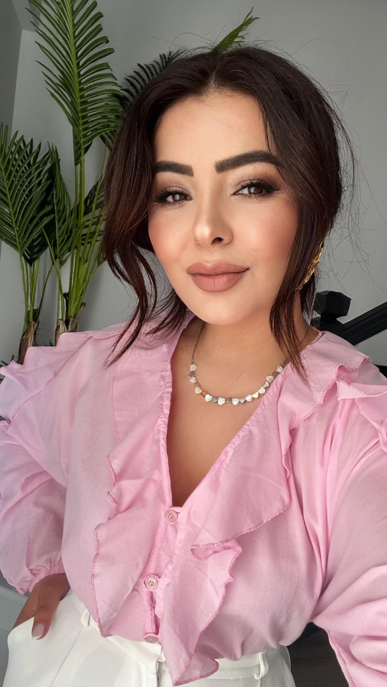 Orijinal Marka Pembe Fırfırlı Gömlek