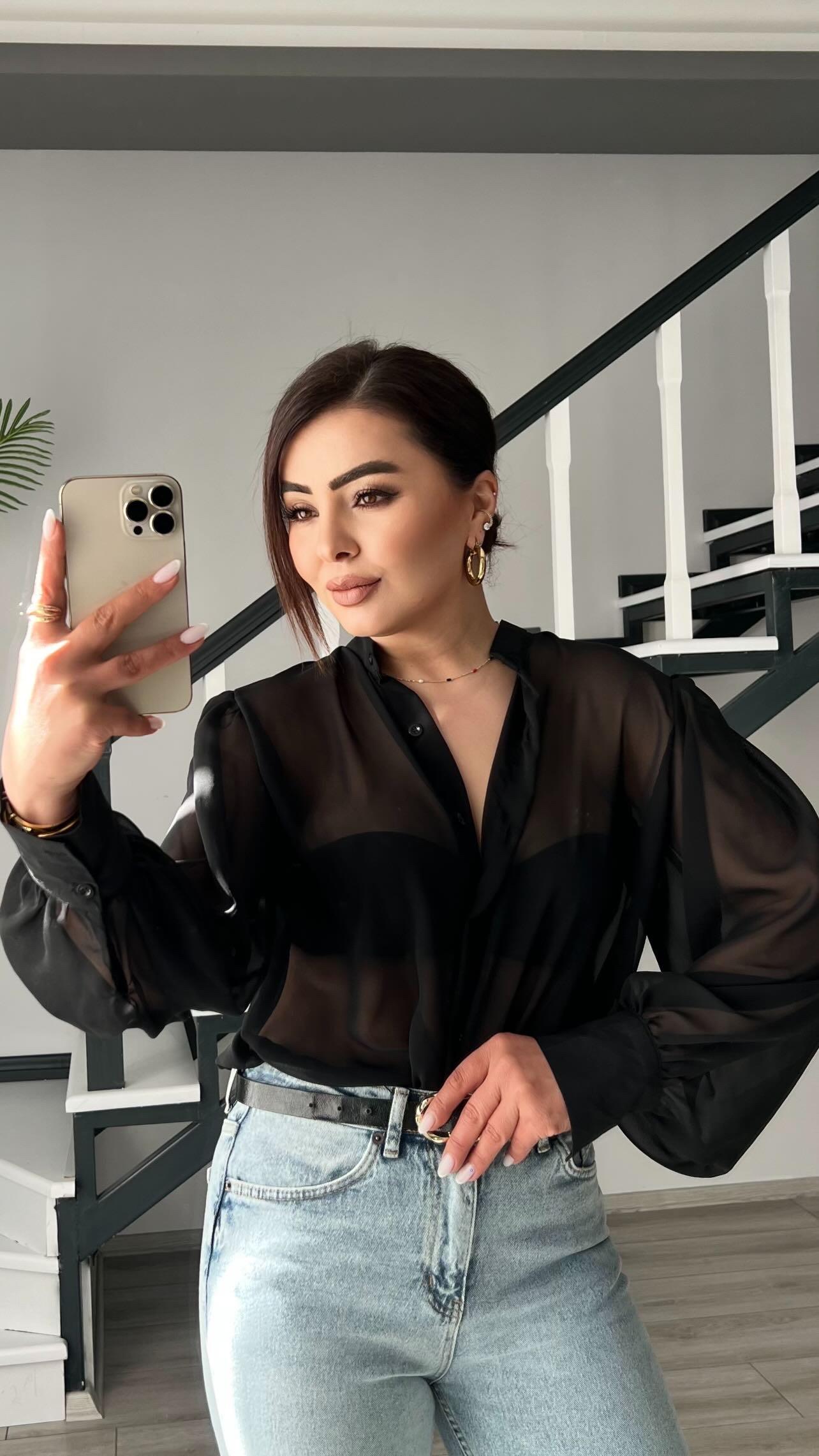 Original Brand Black Tulle Shirt