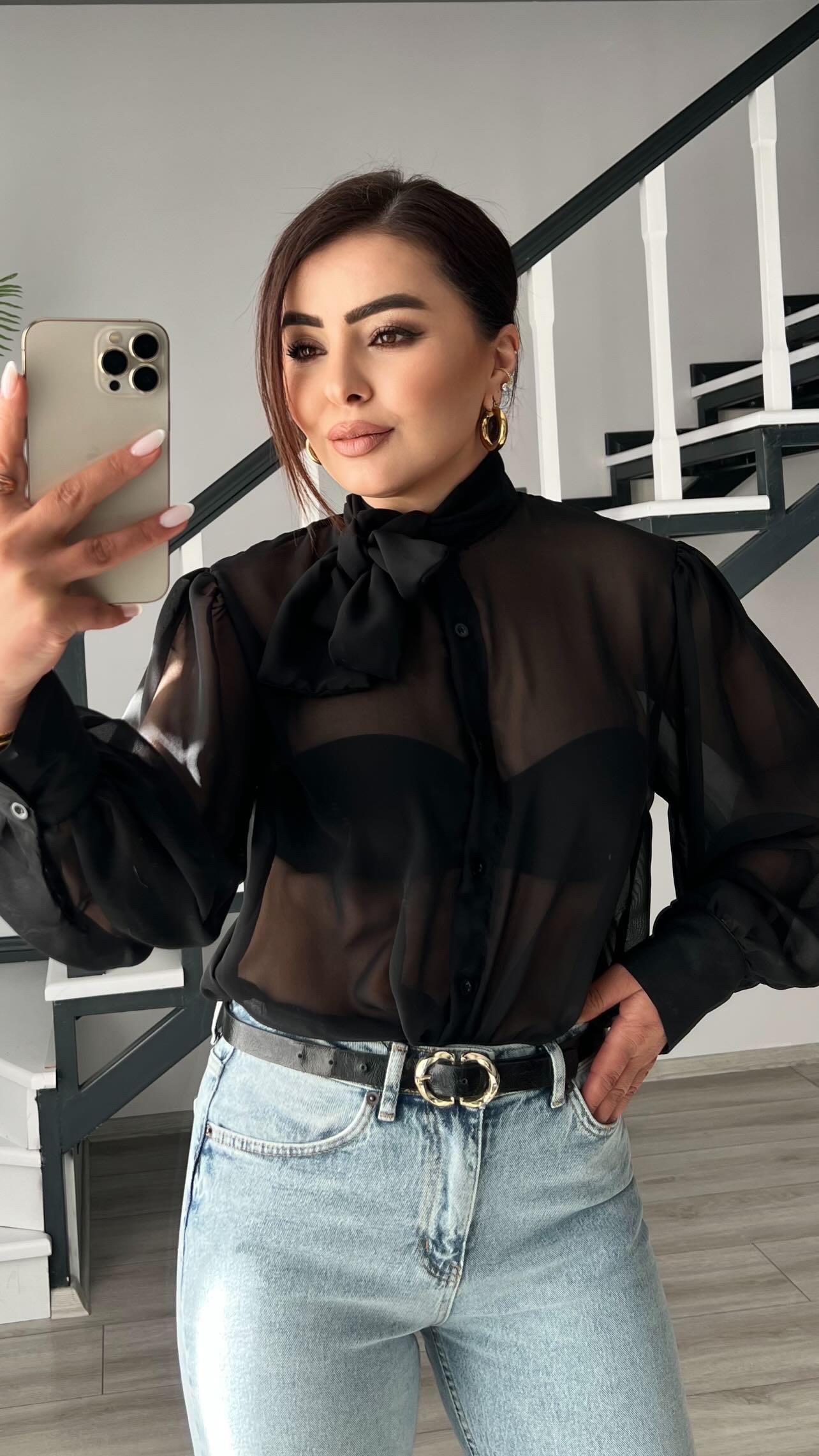 Original Brand Black Tulle Shirt