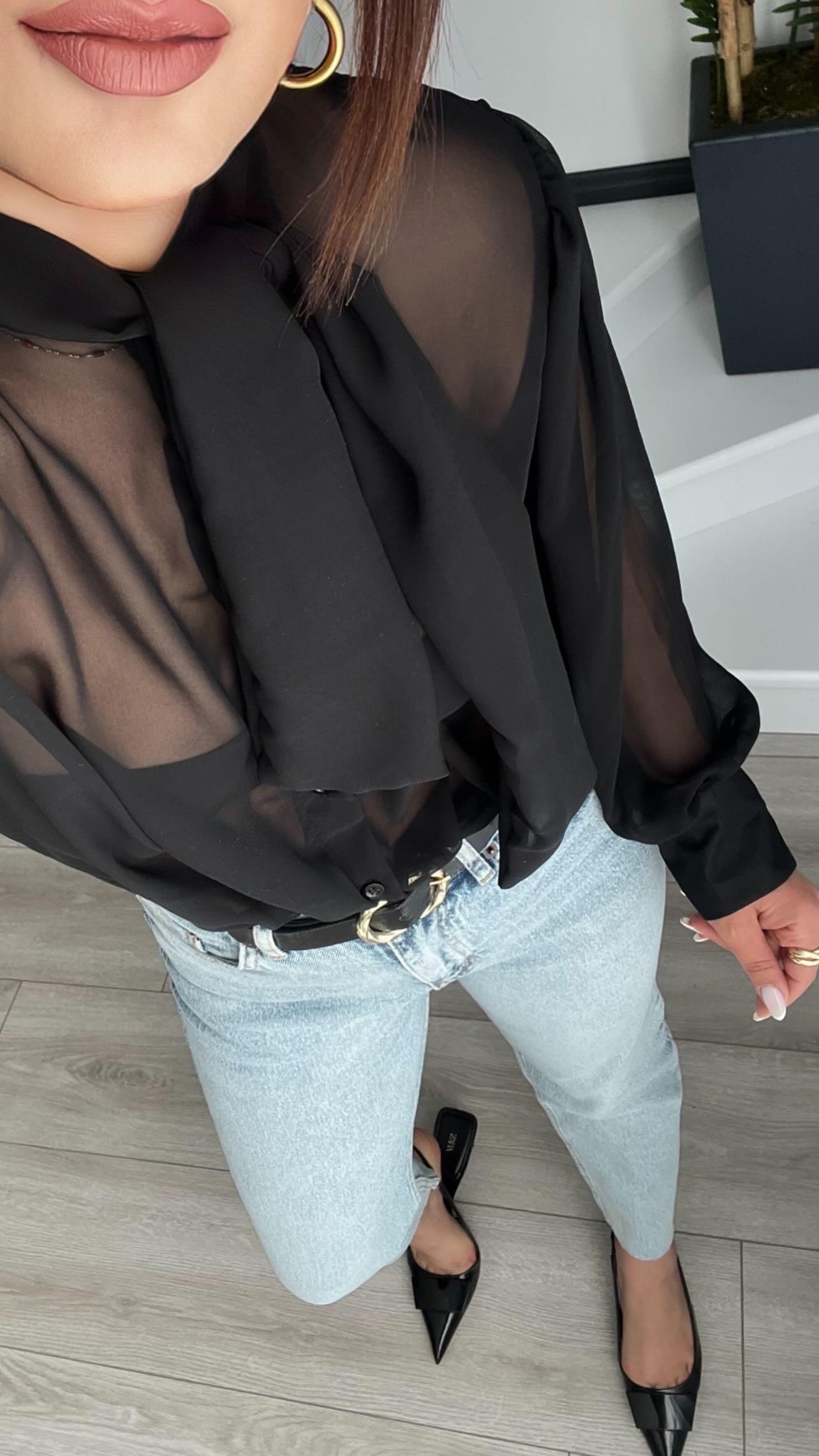 Original Brand Black Tulle Shirt