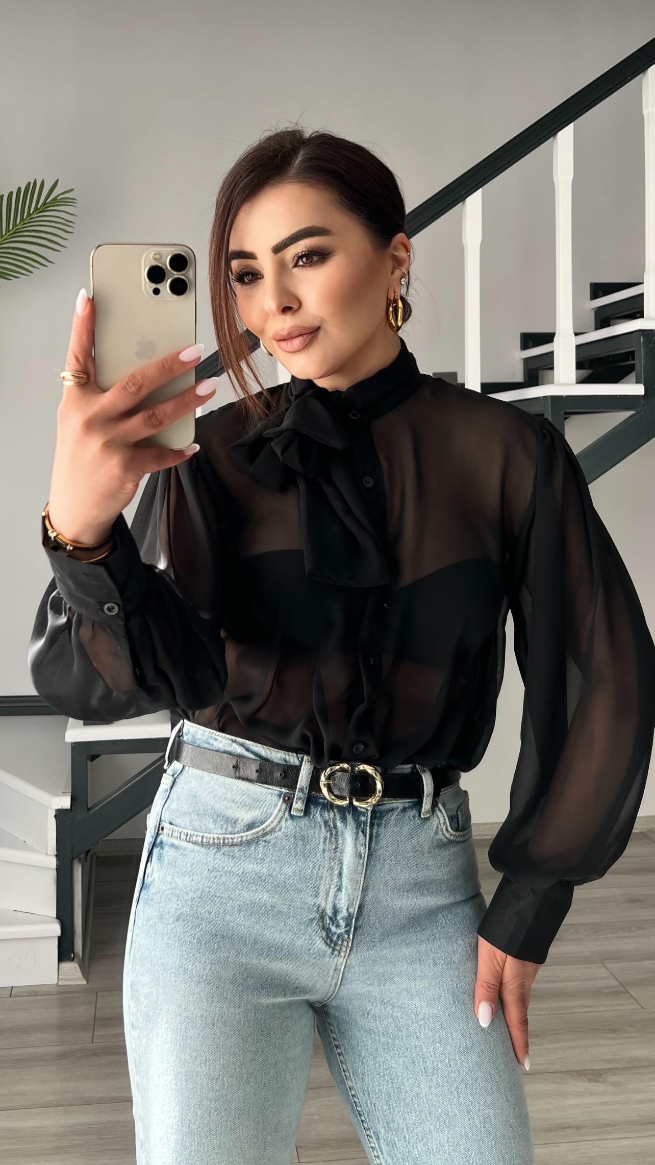 Original Brand Black Tulle Shirt