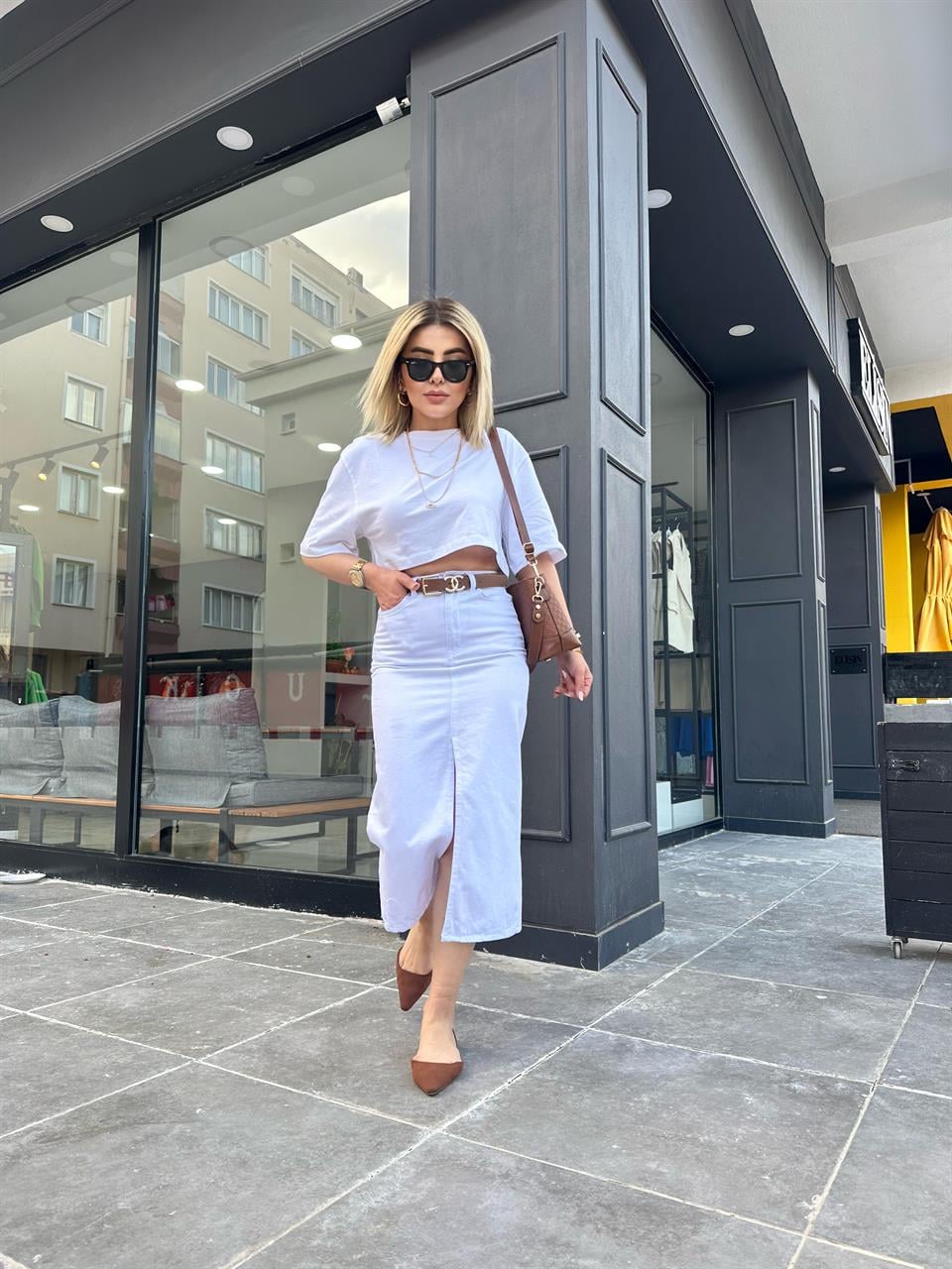 Original Brand White Denim Skirt