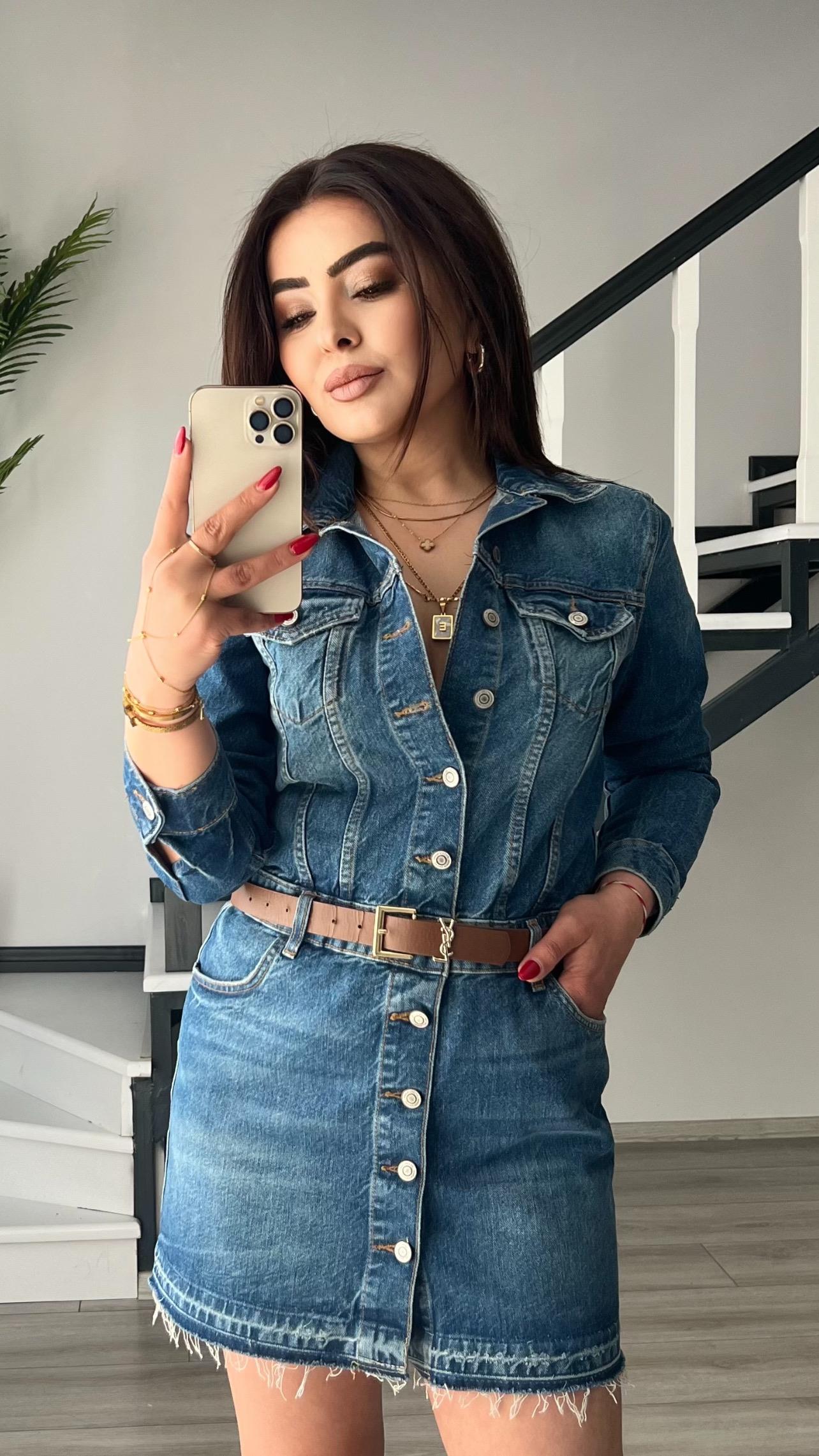Orjinal Marka Mini Denim Elbise