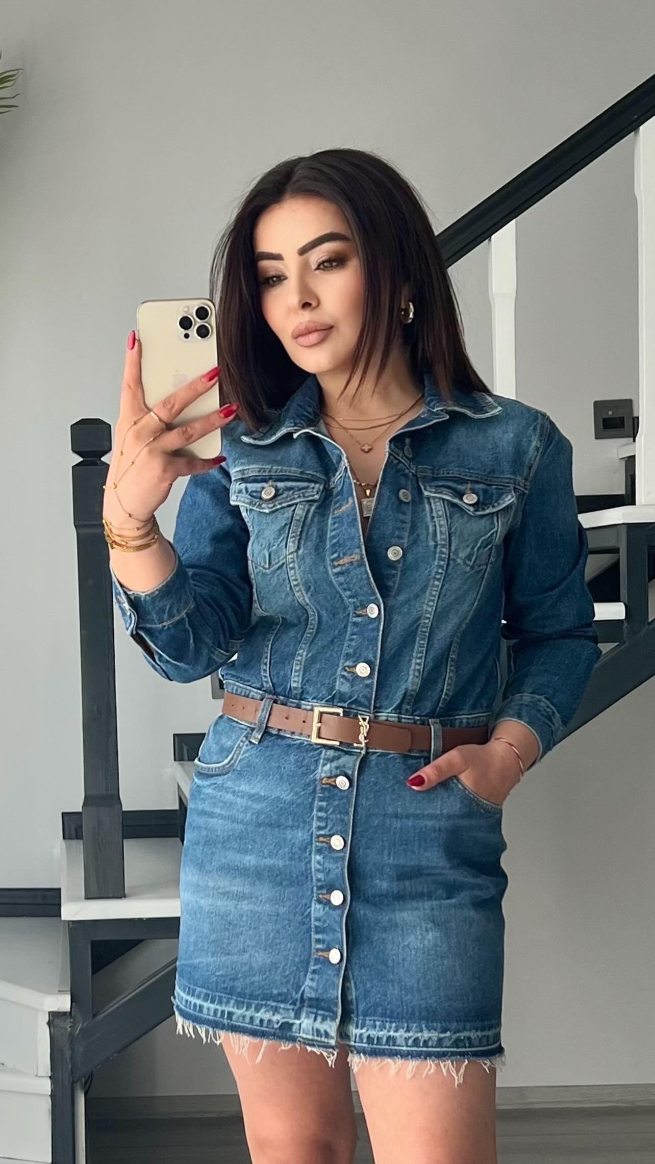 Orjinal Marka Mini Denim Elbise