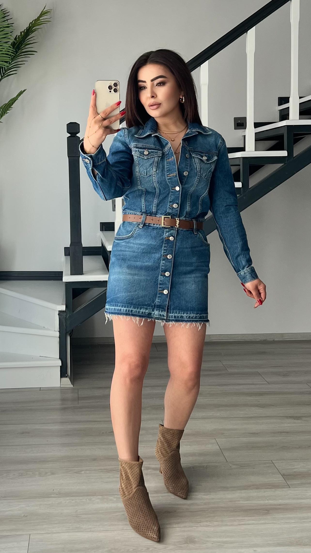 Orjinal Marka Mini Denim Elbise