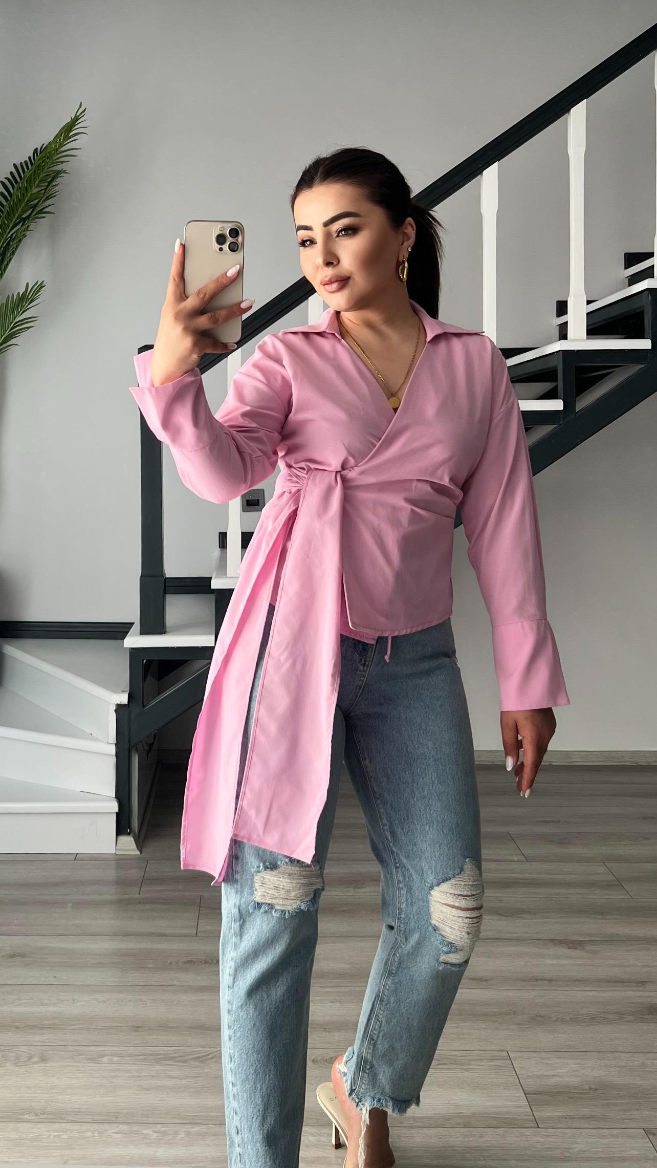 Pink Shirt with Tie Detail