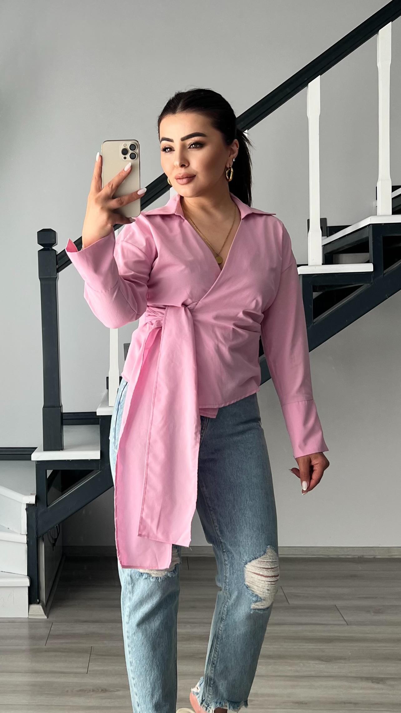 Pink Shirt with Tie Detail
