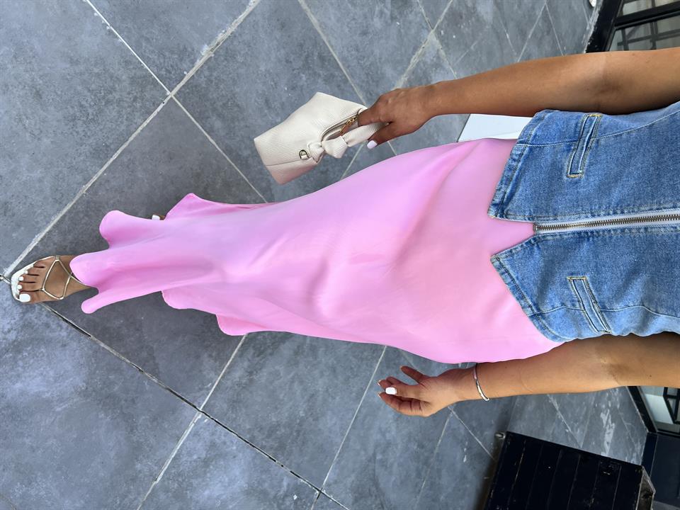 Pink Maxi Satin Skirt
