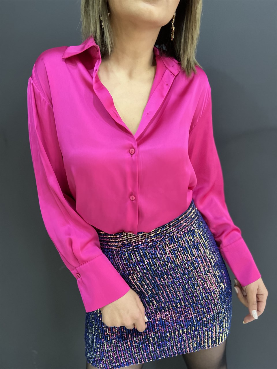 Pink Satin Shirt