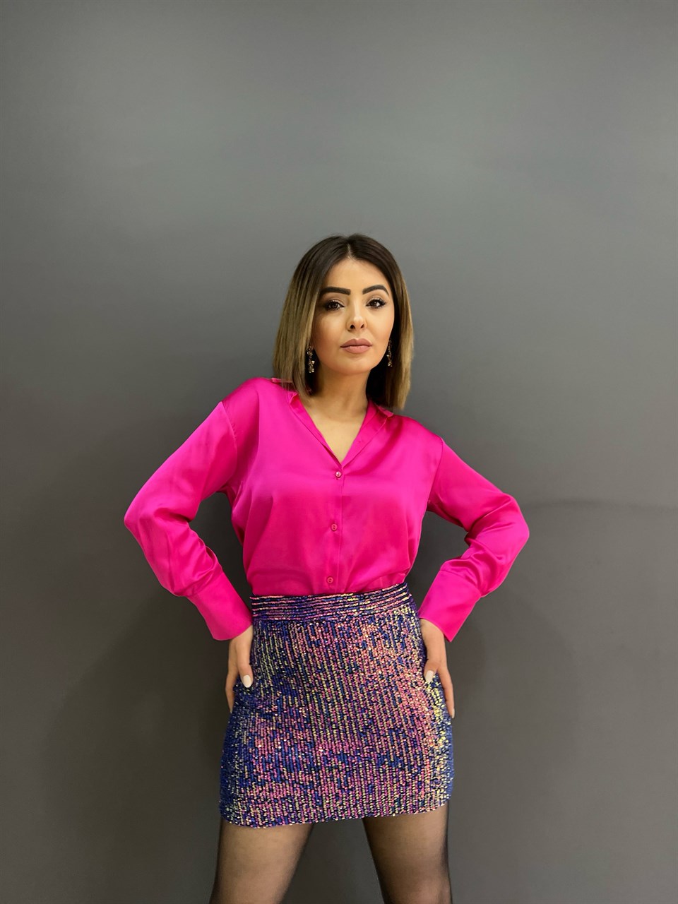 Pink Satin Shirt