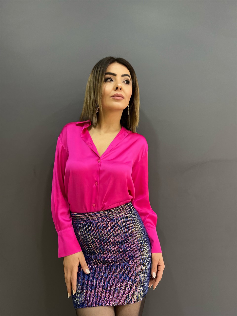 Pink Satin Shirt
