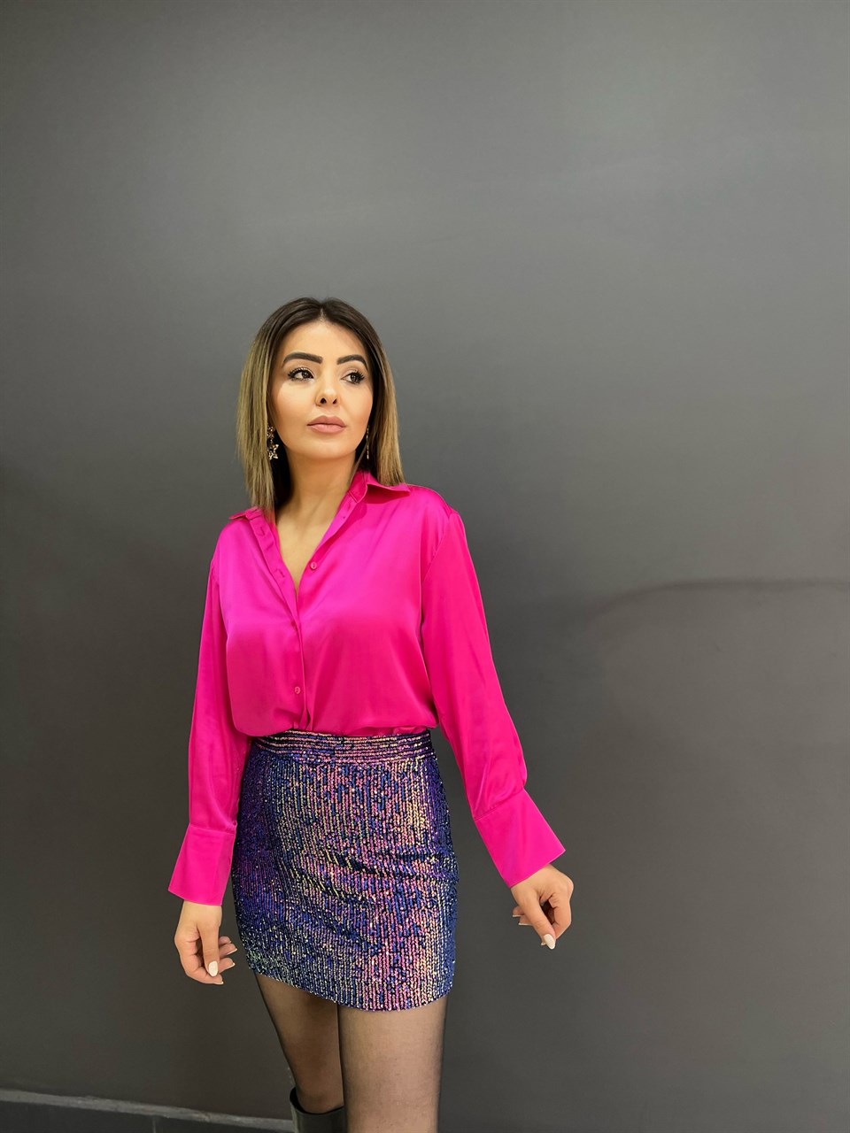 Pink Satin Shirt