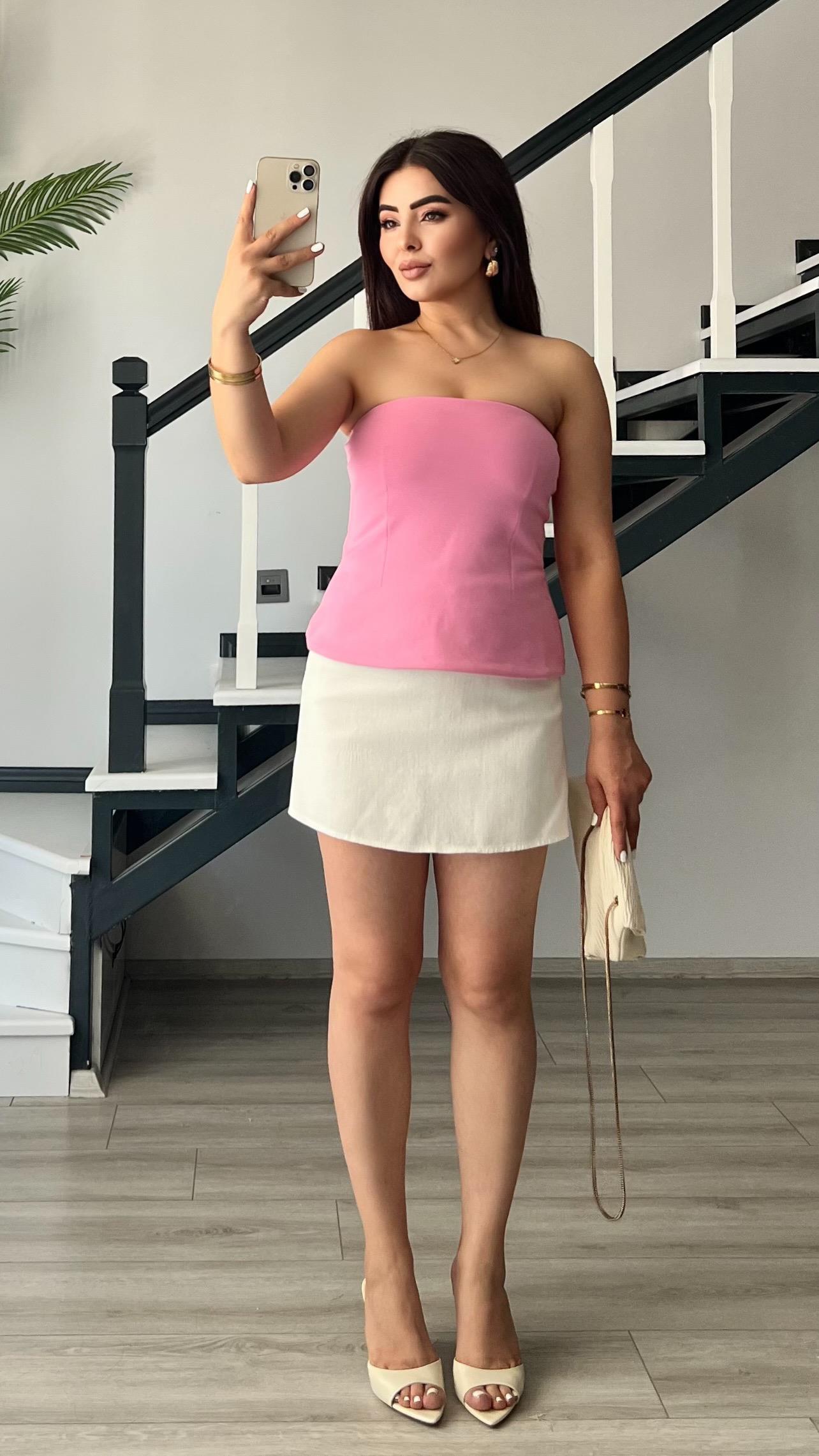 Pink Strapless Blouse