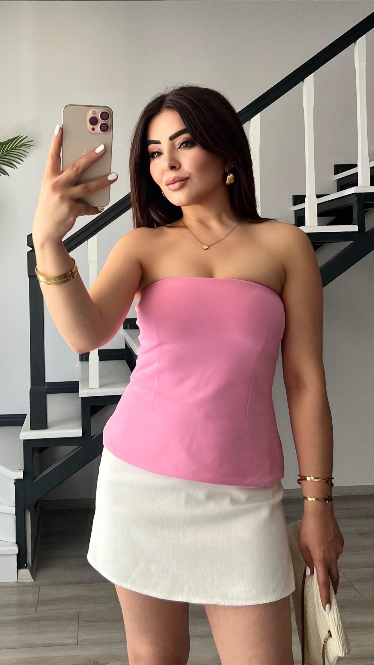 Pink Strapless Blouse