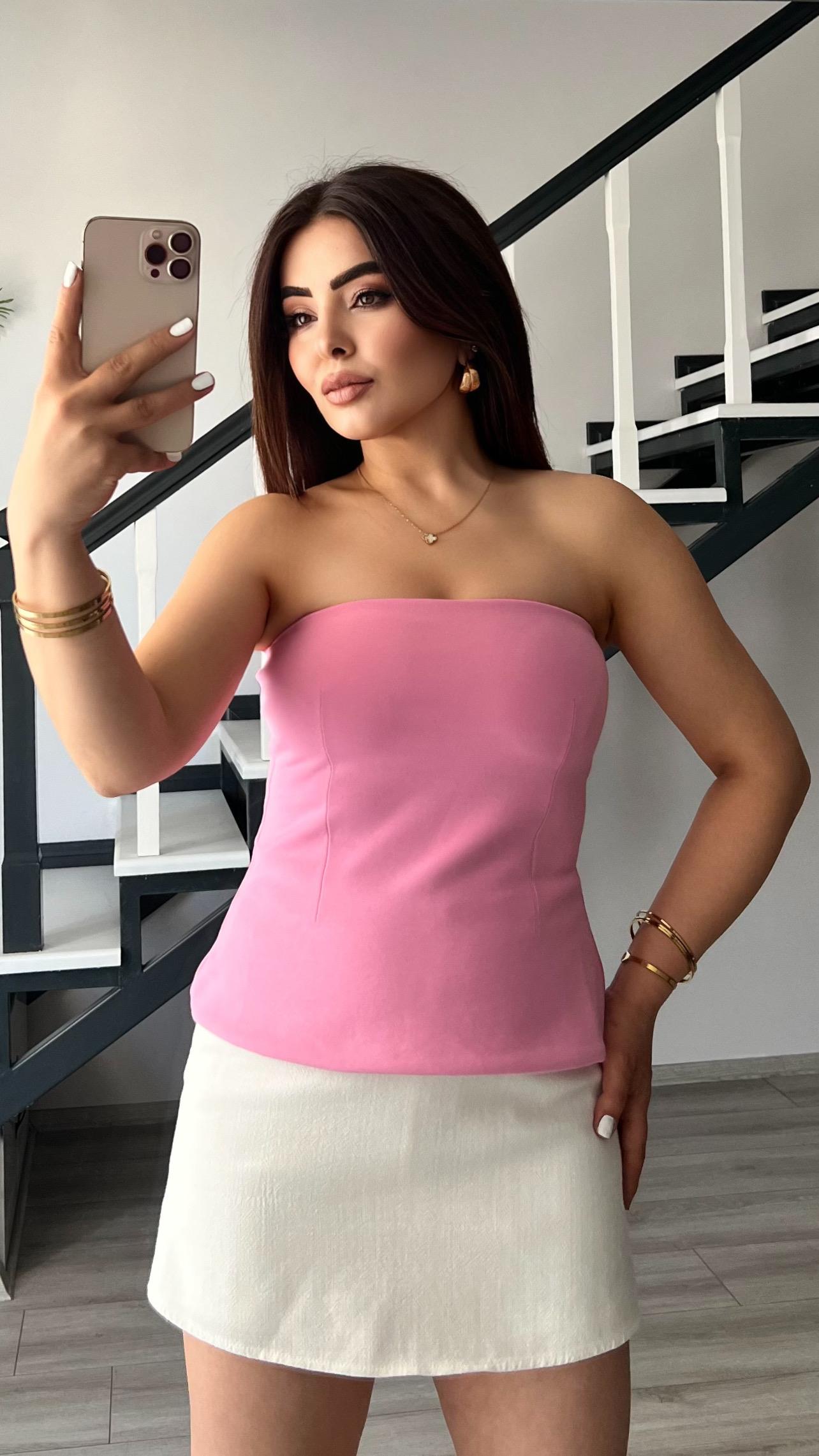 Pink Strapless Blouse
