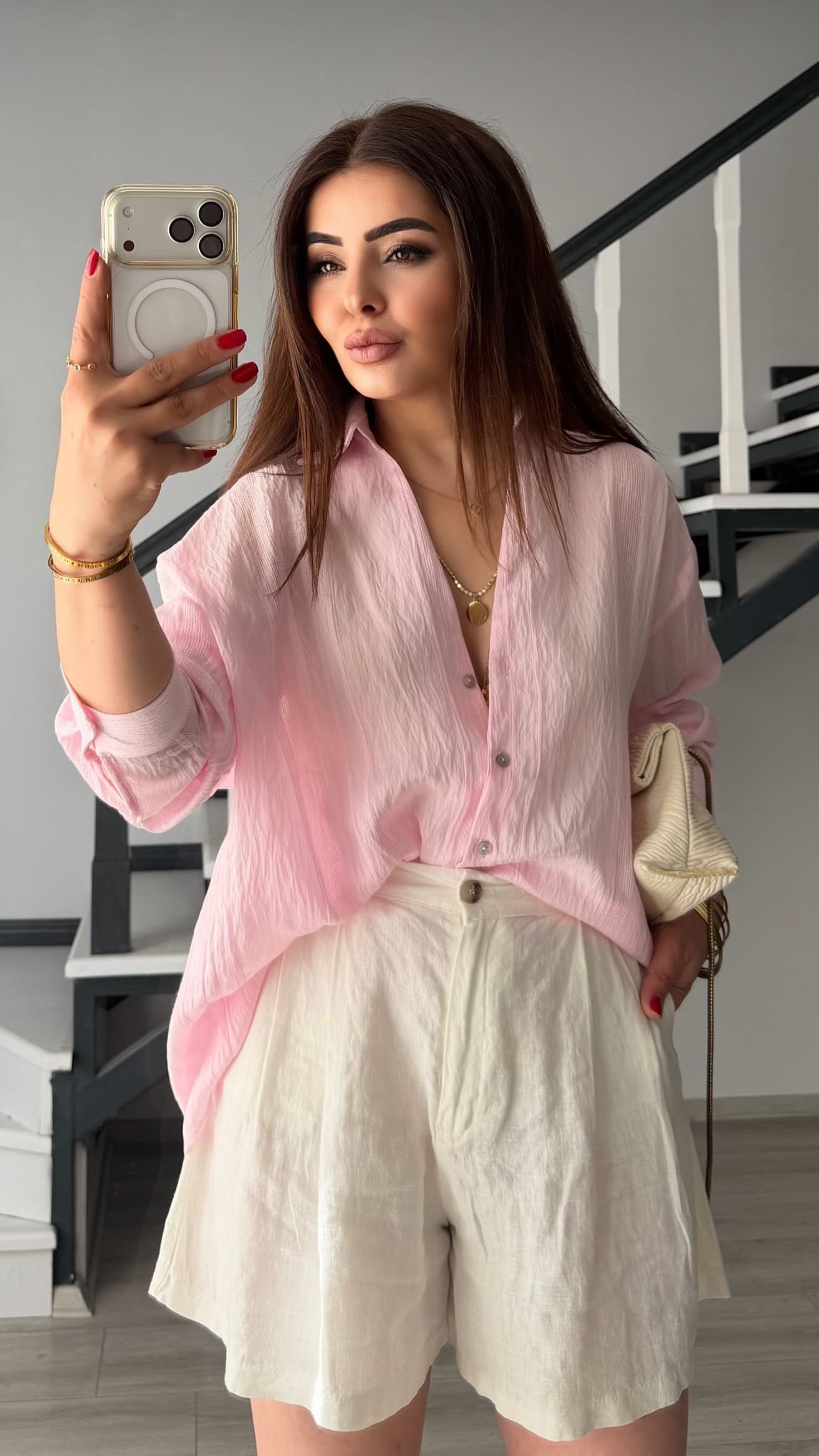 Pink Transparent Striped Shirt
