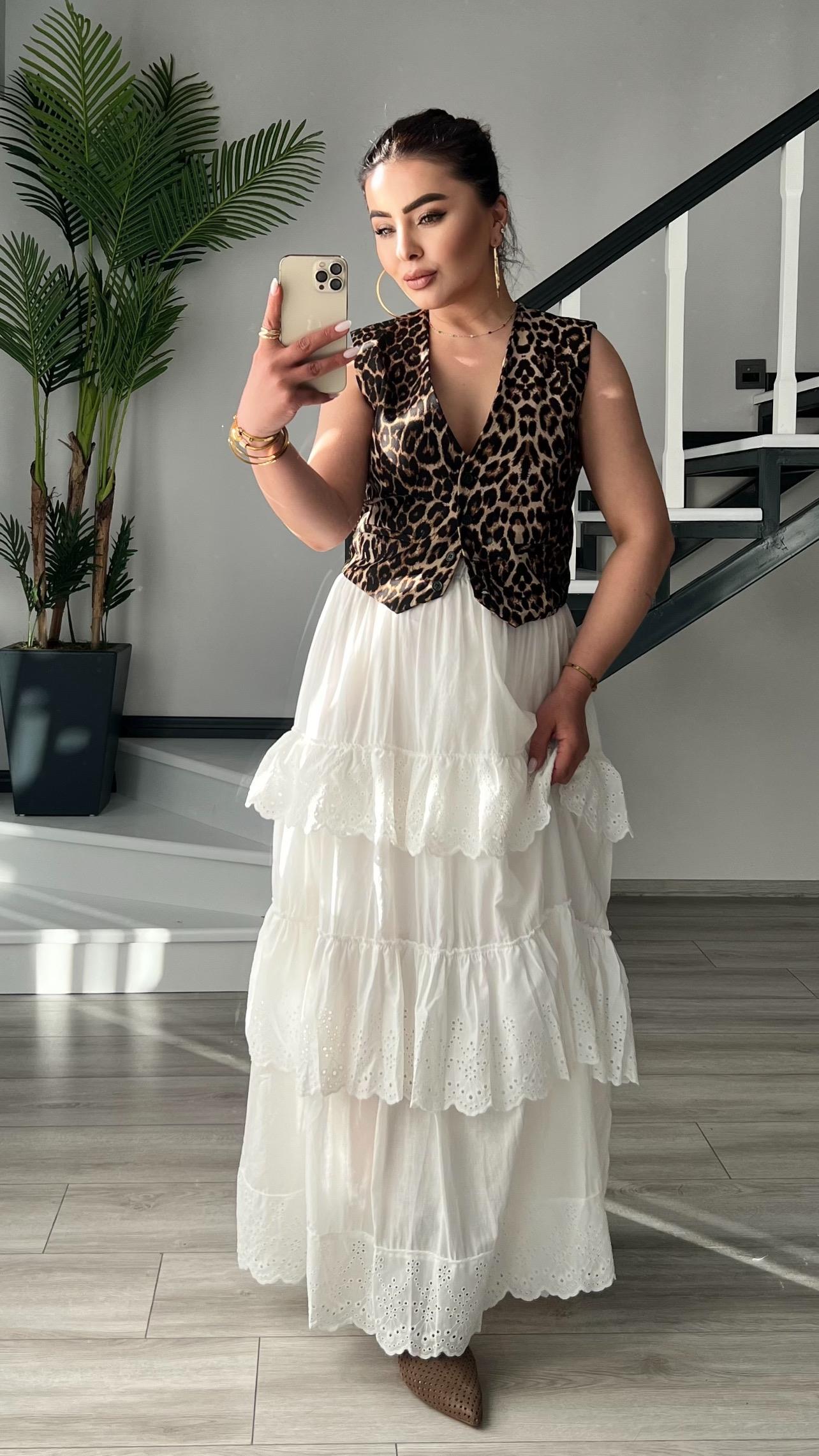 Premium Leopard Print Button-Down Vest