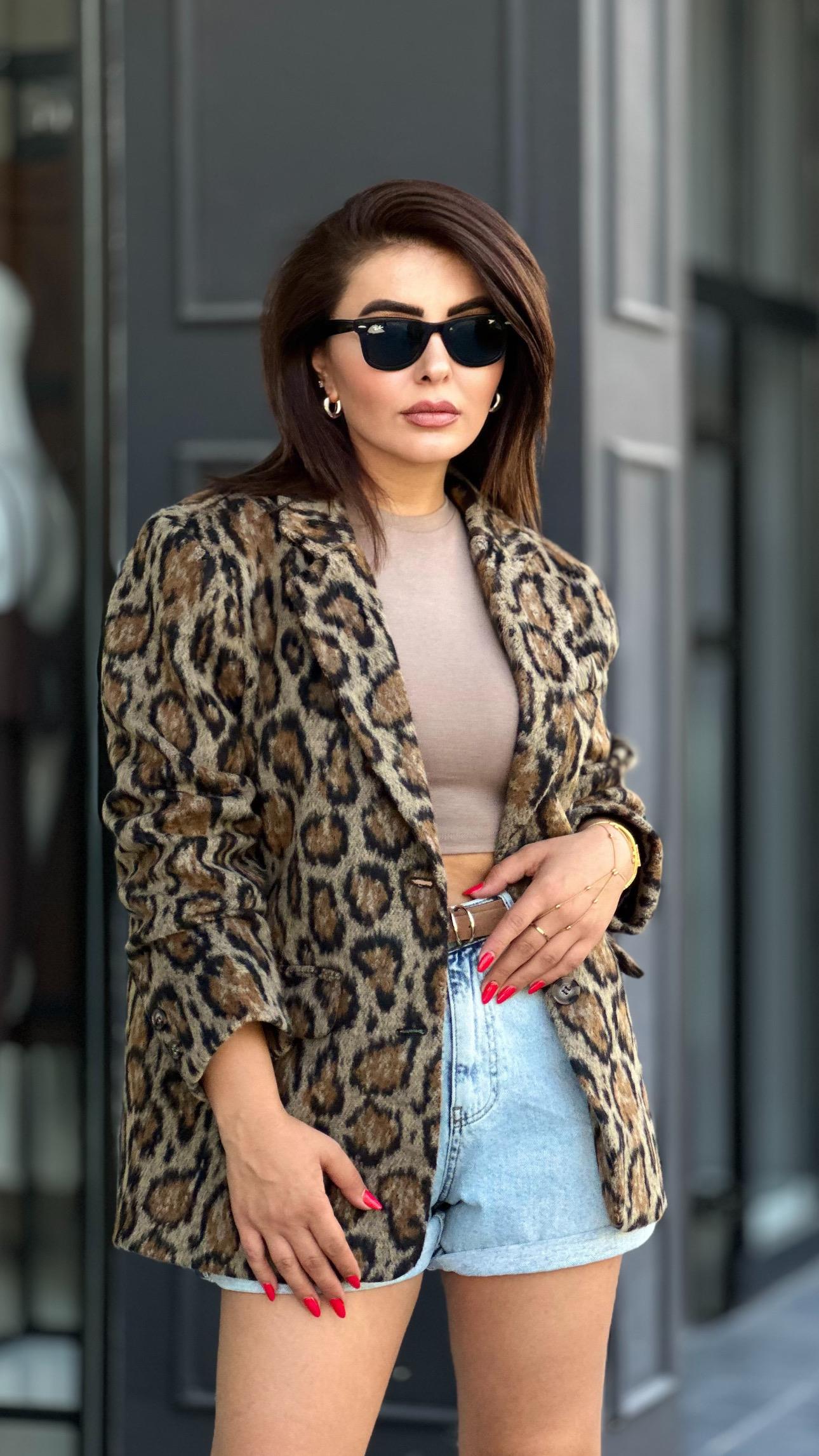 Premium Leopar Kaşe Ceket 