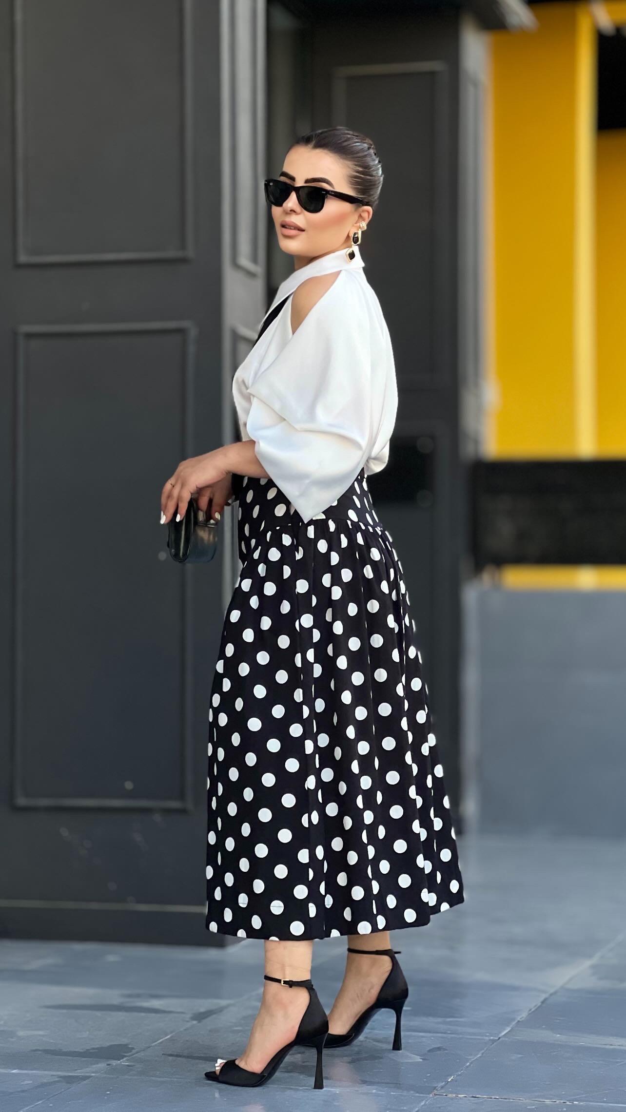 Black Polka Dot 100% Cotton Skirt