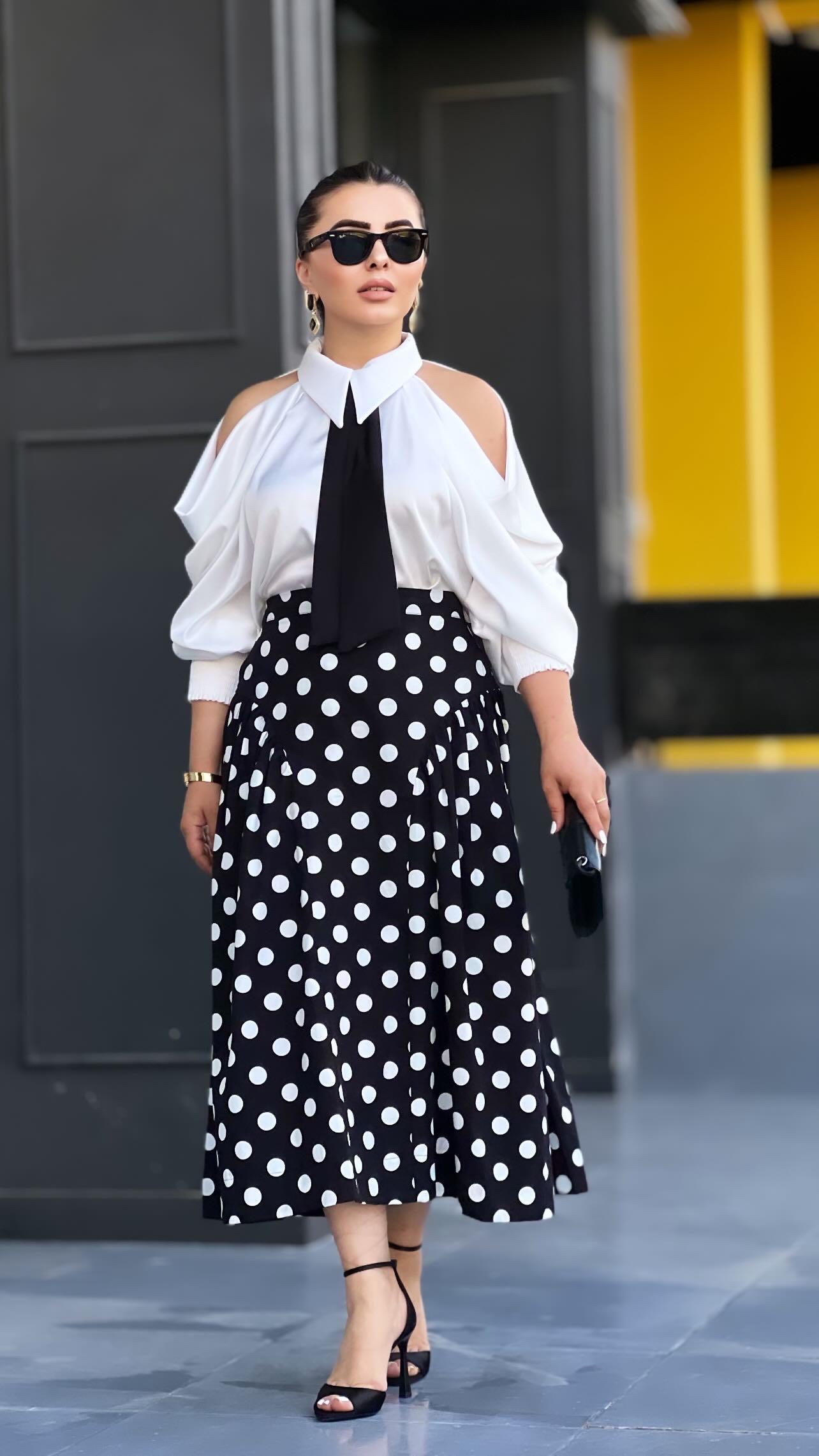 Black Polka Dot 100% Cotton Skirt