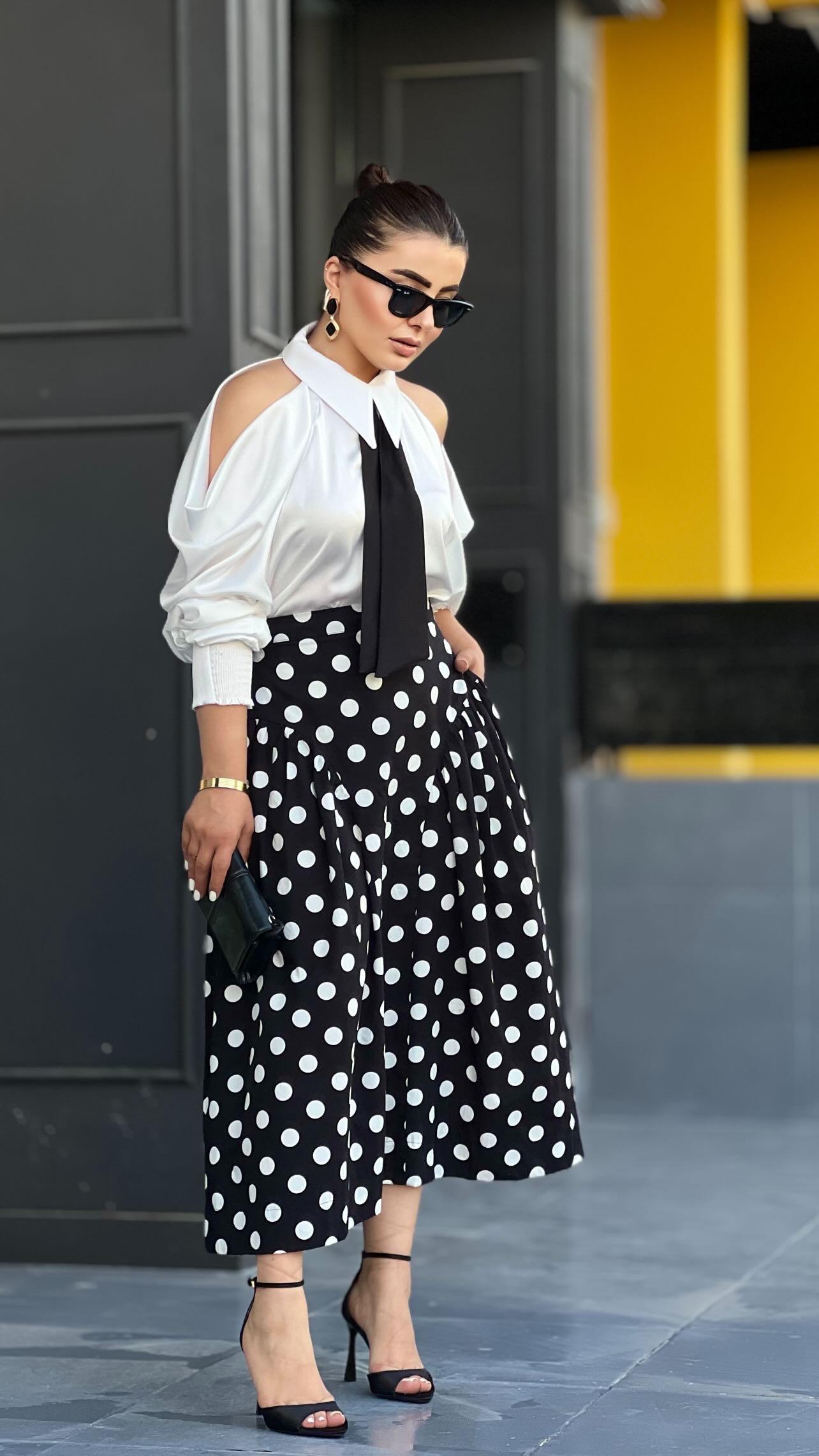 Black Polka Dot 100% Cotton Skirt
