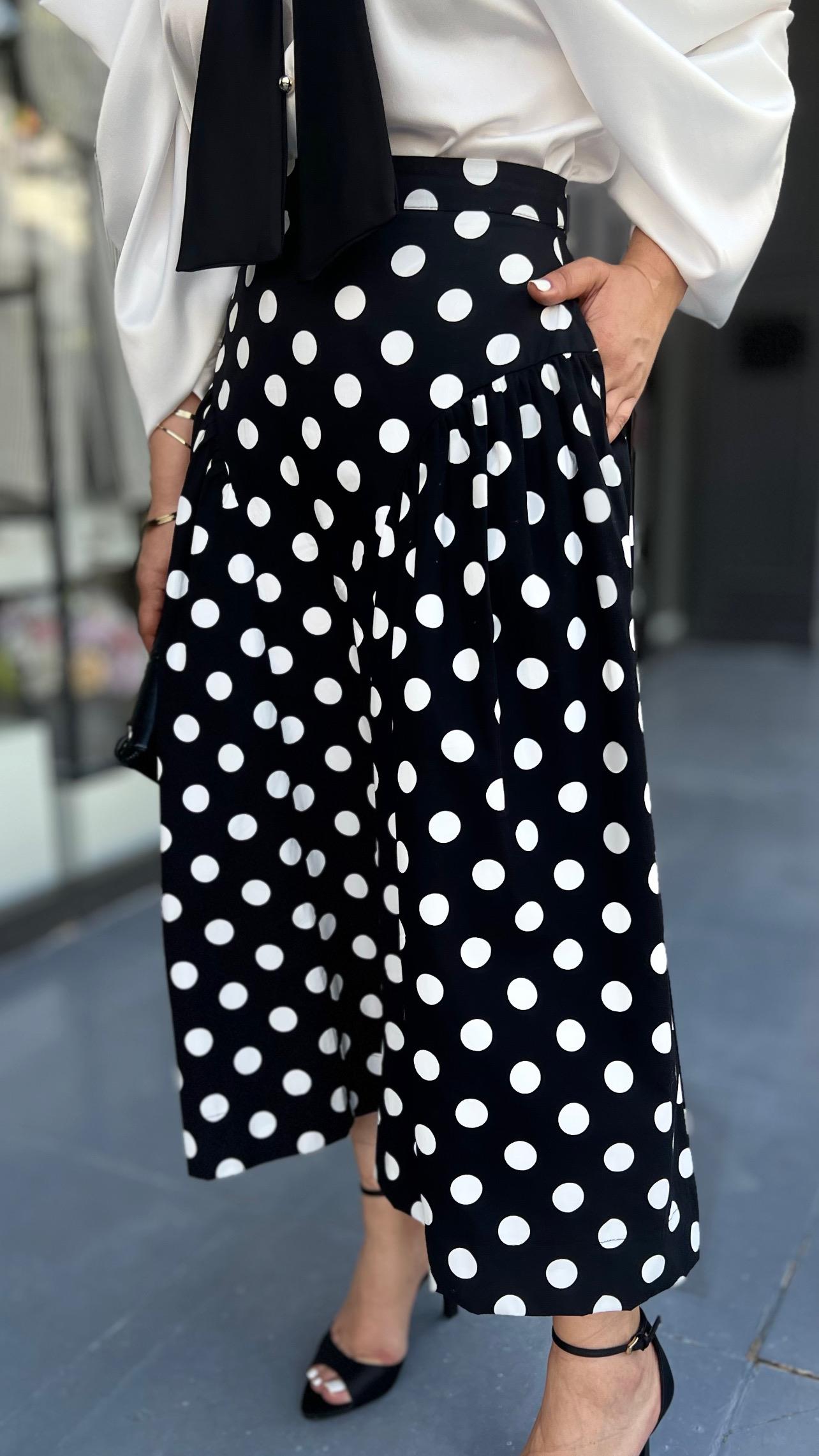 Black Polka Dot 100% Cotton Skirt