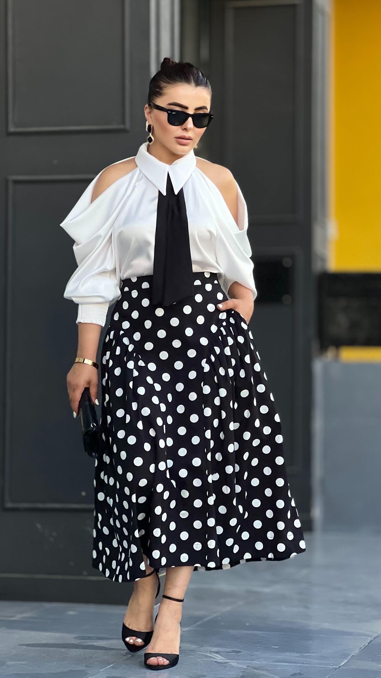 Black Polka Dot 100% Cotton Skirt