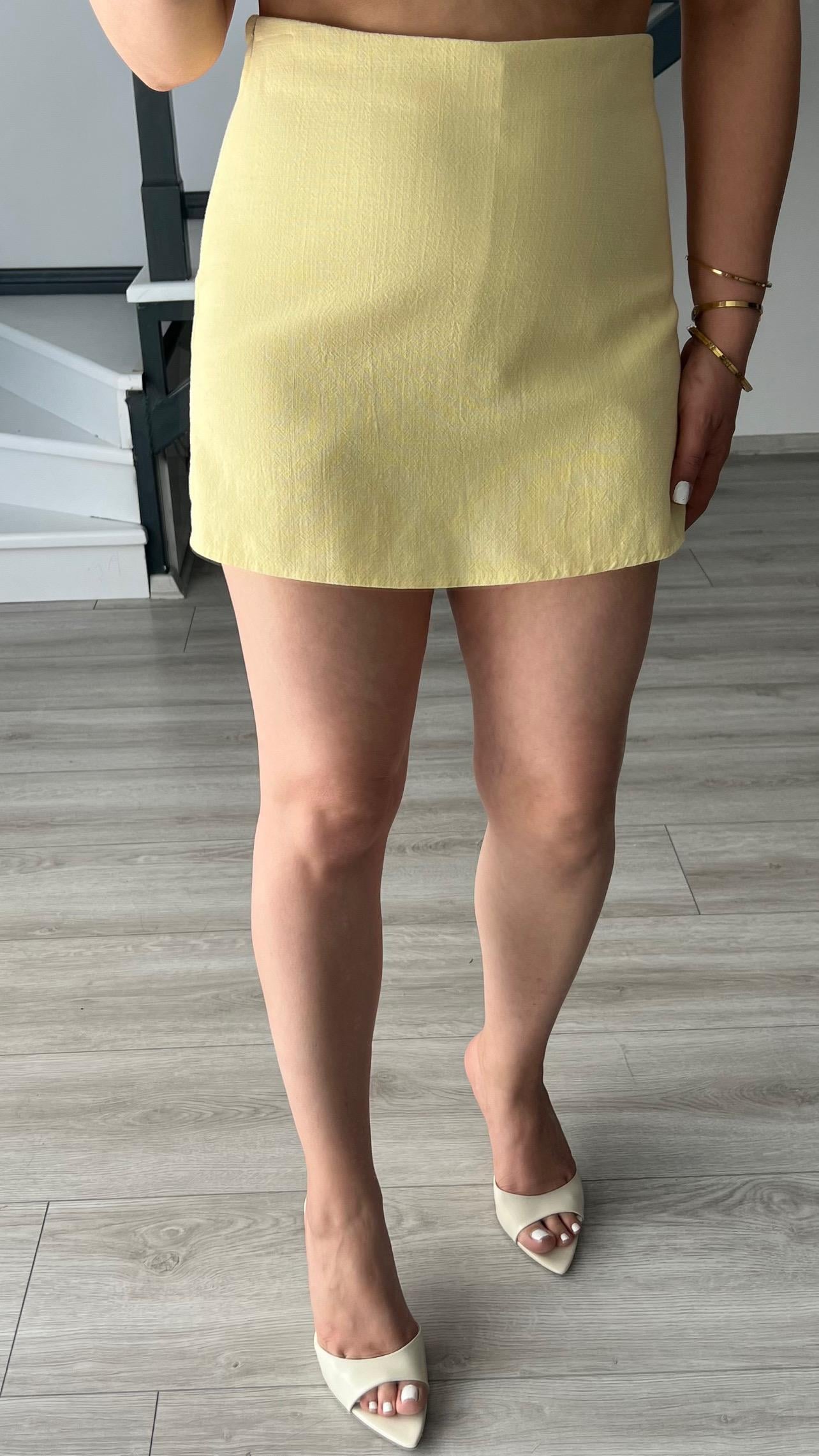 Yellow Linen Short Skirt