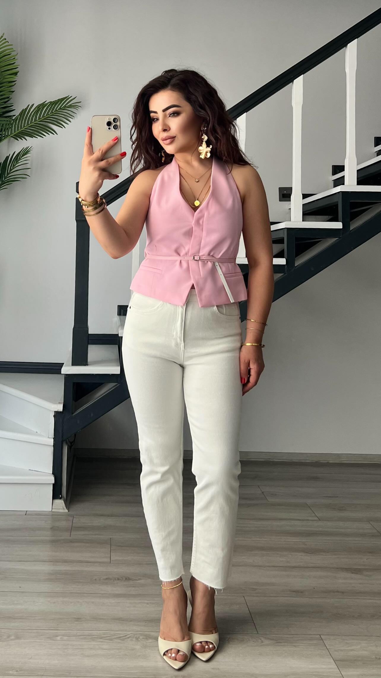 Sugar Pink Belted Vest
