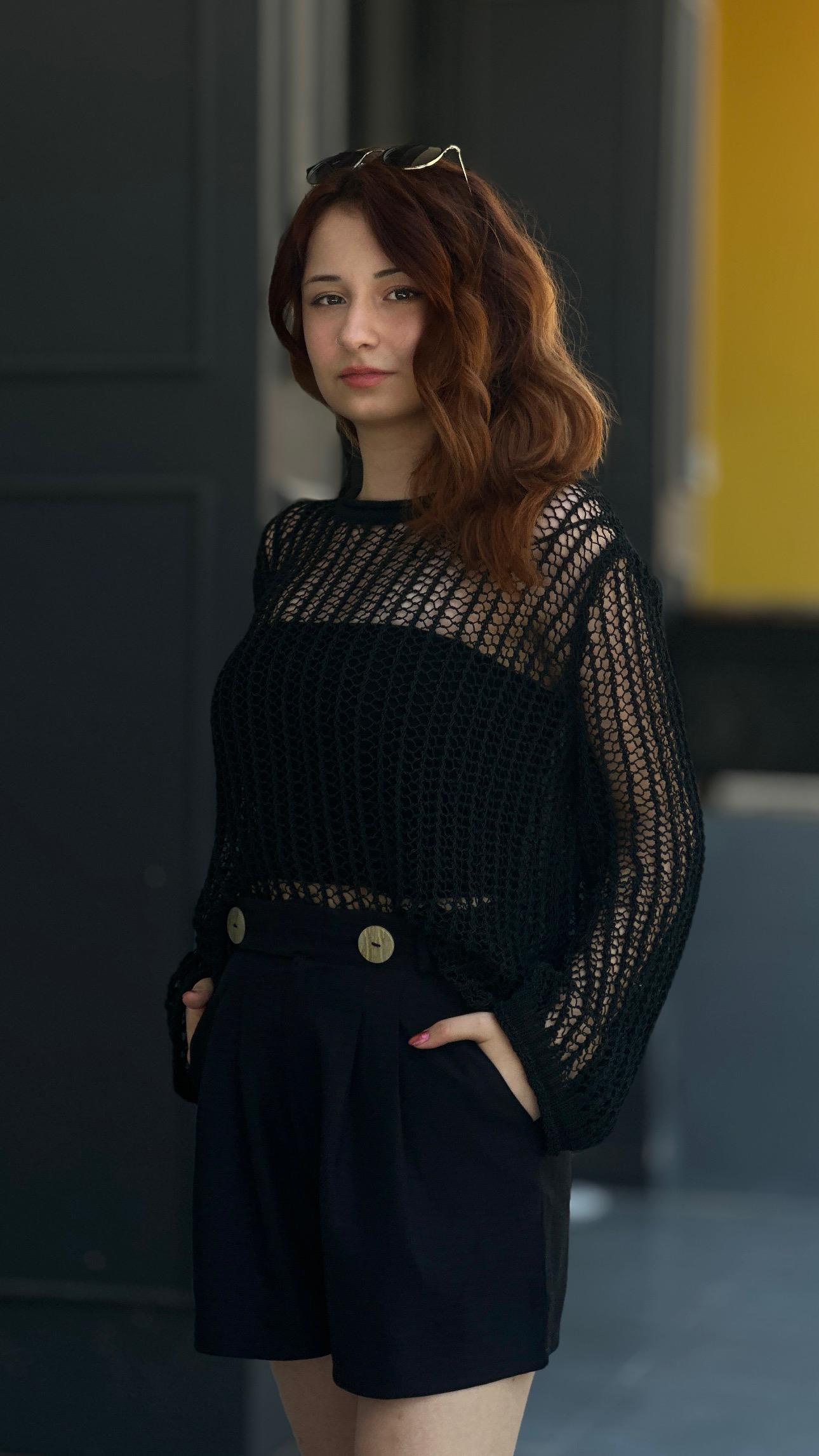 Black Shorts with Double Button Detail