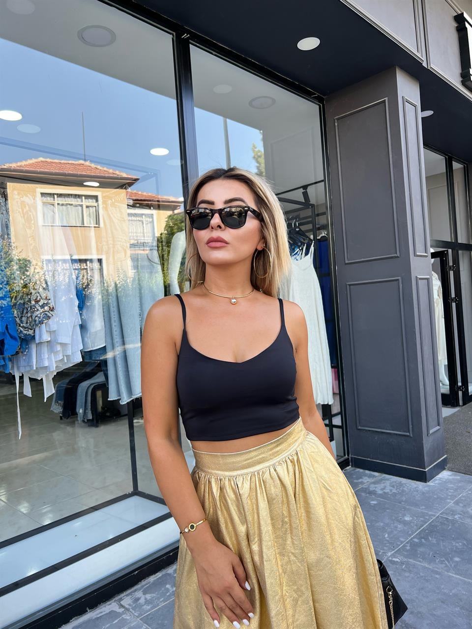 Black Crop Blouse