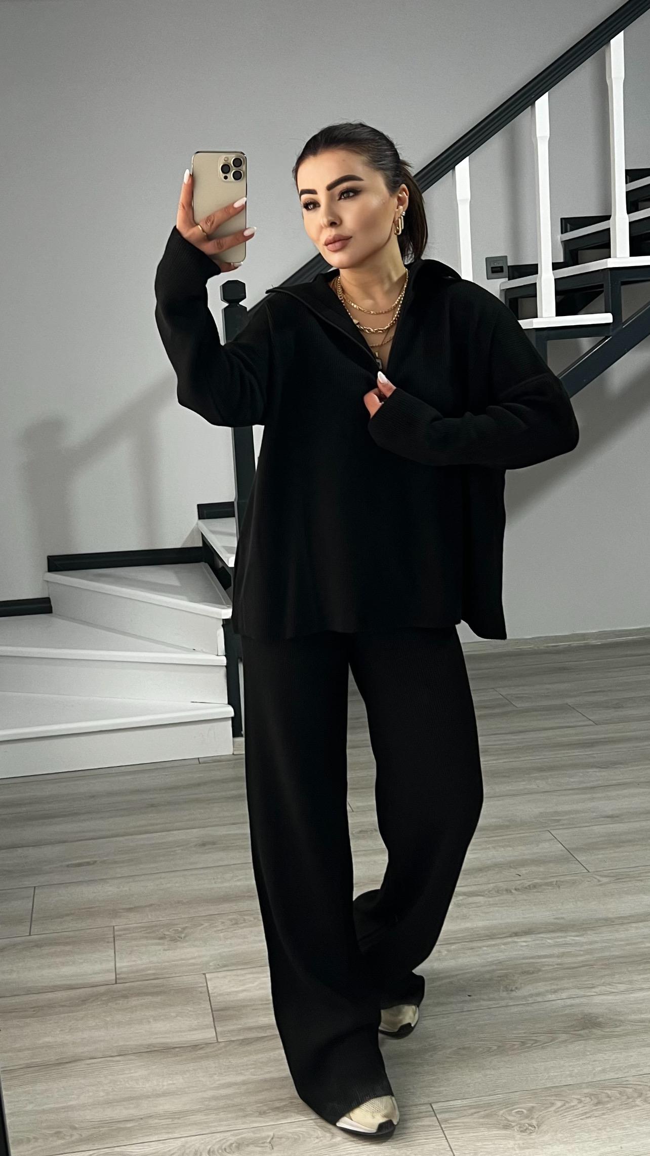 Black Zip-Up Slim Fit Suit