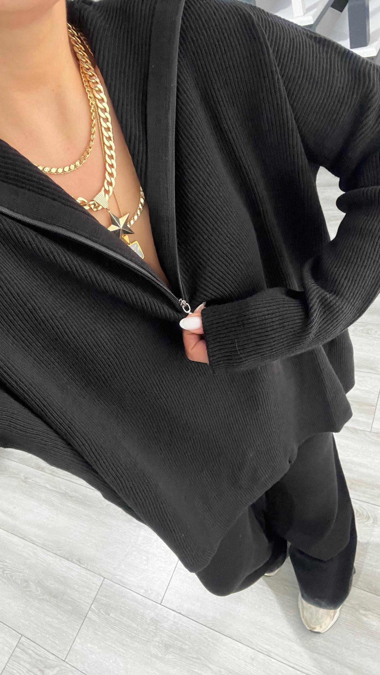 Black Zip-Up Slim Fit Suit