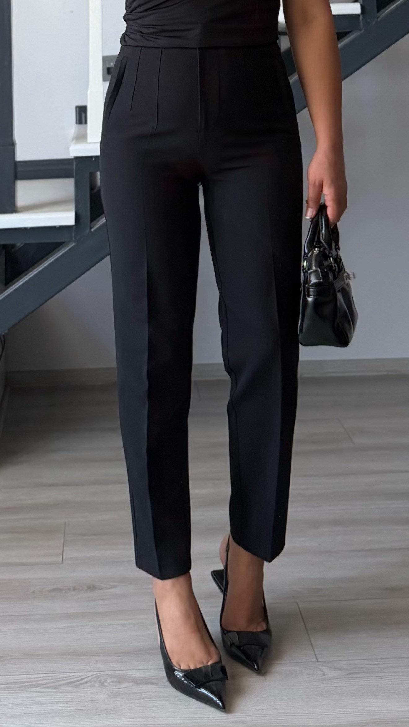 Black Welt Pocket Fabric Trousers