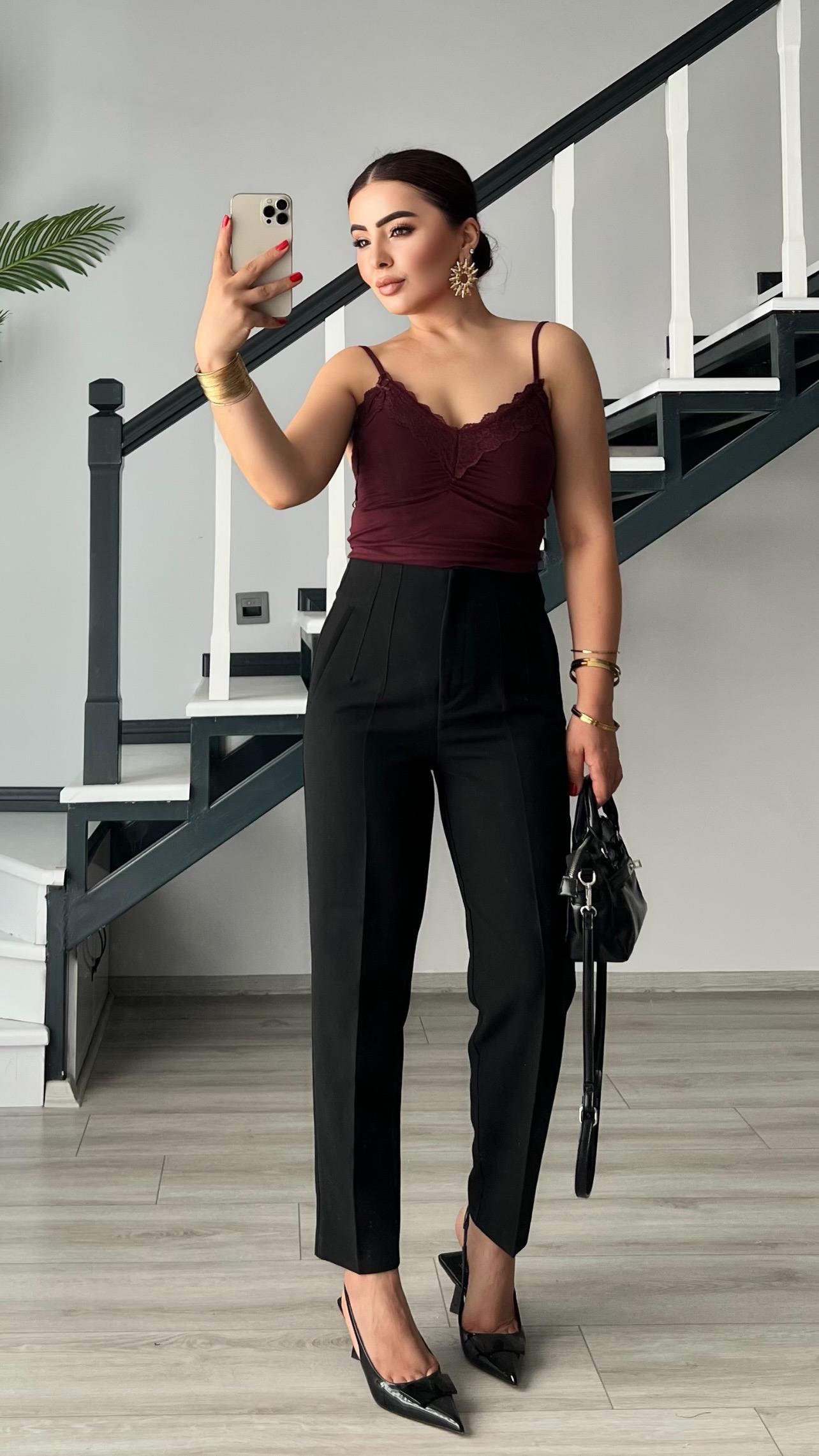 Black Flat Trousers